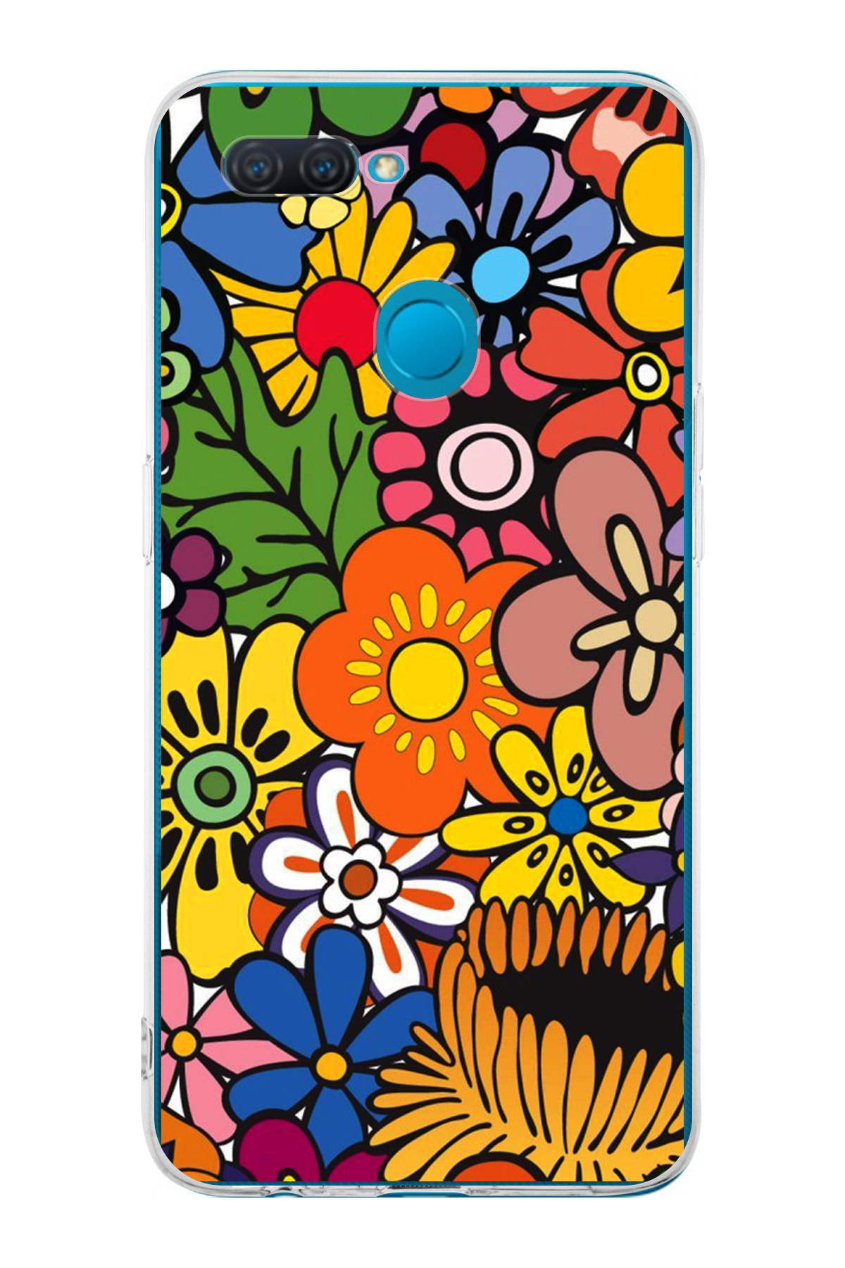 Oppo A12 ile Uyumlu 1mm Slim Fit Retro Renkler 2 Baskılı Şeffaf Kılıf