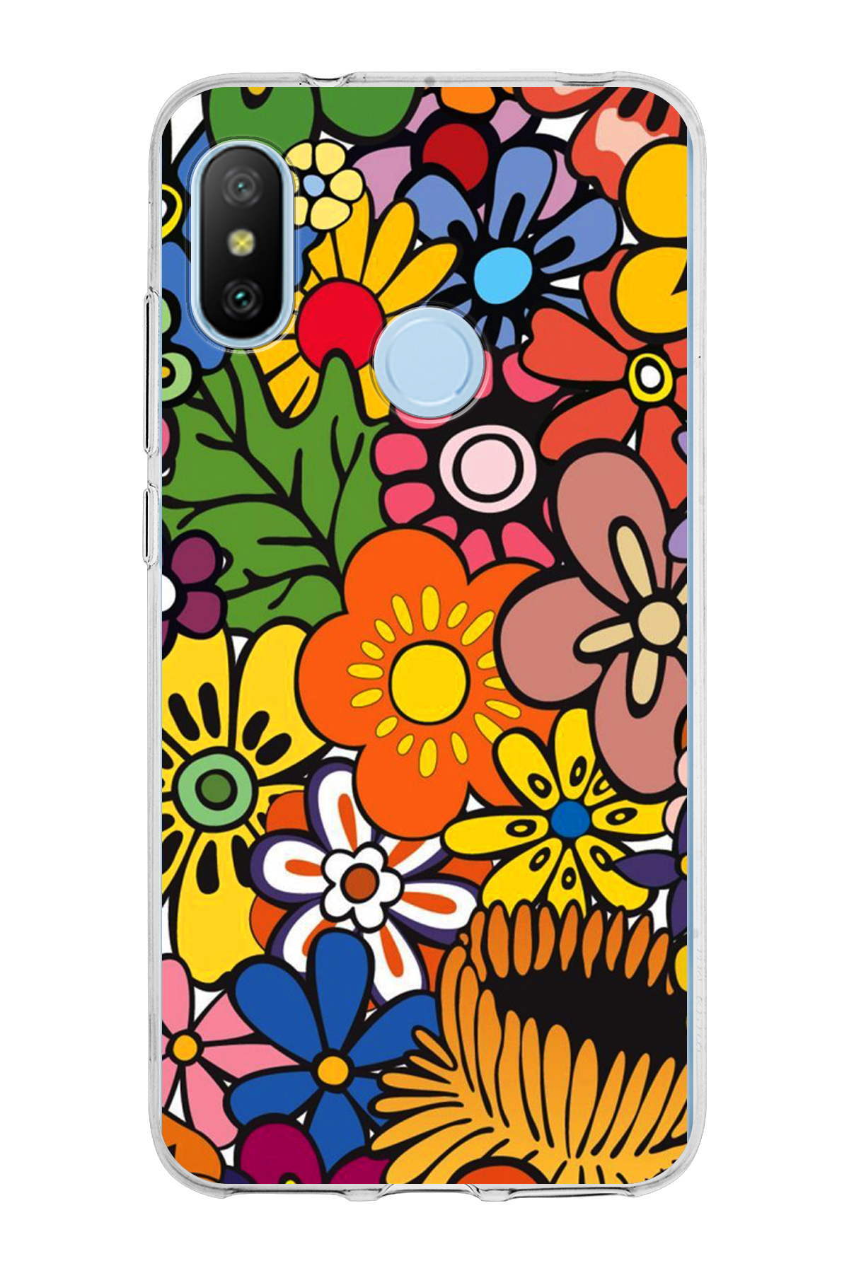 Xiaomi Mi A2 ile Uyumlu 1mm Slim Fit Retro Renkler 2 Baskılı Şeffaf Kılıf