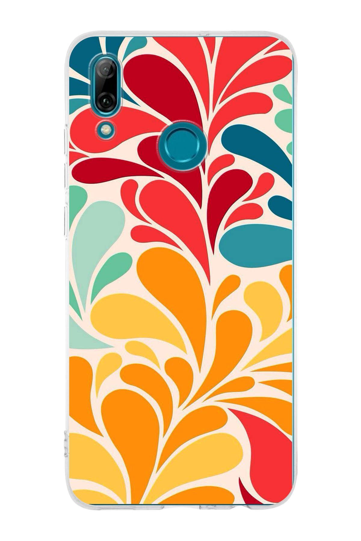 Huawei P Smart 2019 ile Uyumlu 1mm Slim Fit Retro Renkler 5 Baskılı Şeffaf Kılıf
