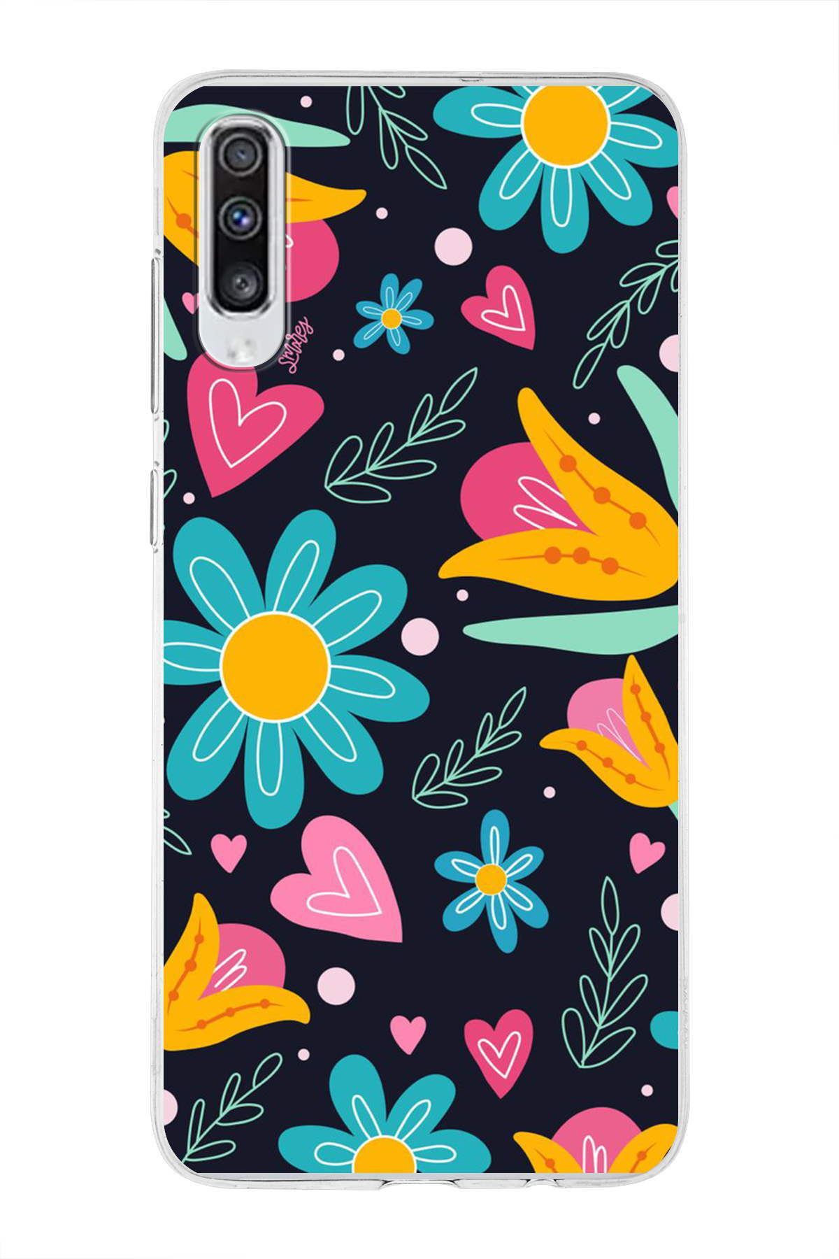 Samsung Galaxy A70 ile Uyumlu 1mm Slim Fit Retro Renkler 1 Baskılı Şeffaf Kılıf