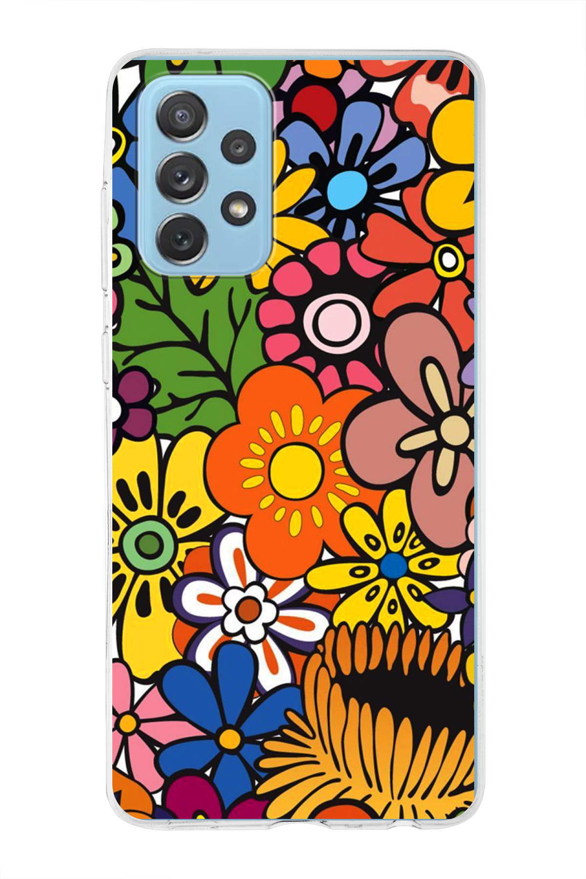 Samsung Galaxy A72 ile Uyumlu 1mm Slim Fit Retro Renkler 2 Baskılı Şeffaf Kılıf