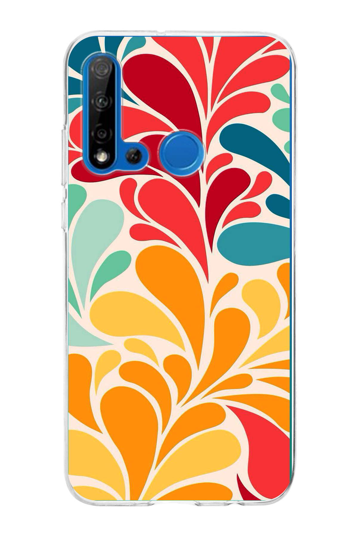 Huawei P20 Lite 2019 ile Uyumlu 1mm Slim Fit Retro Renkler 5 Baskılı Şeffaf Kılıf