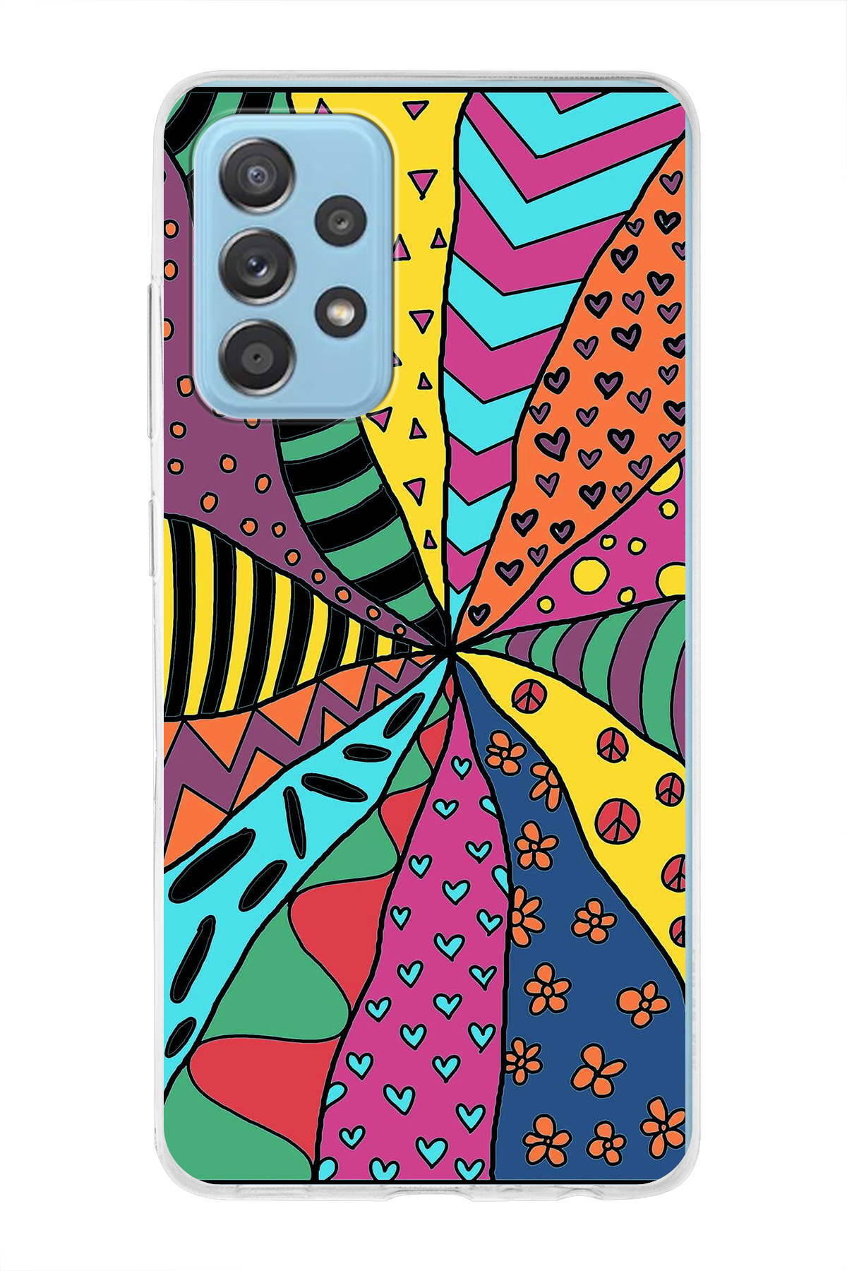 Samsung Galaxy A52 5G ile Uyumlu 1mm Slim Fit Retro Renkler 4 Baskılı Şeffaf Kılıf