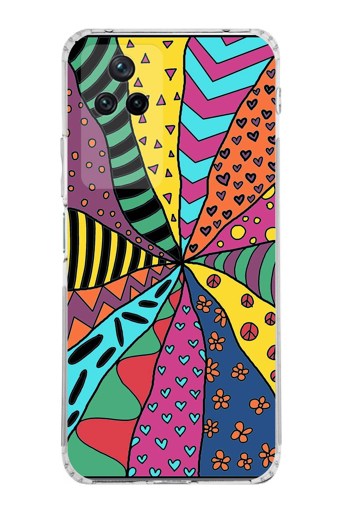 Xiaomi Poco F4 ile Uyumlu 1mm Slim Fit Retro Renkler 4 Baskılı Şeffaf Kılıf