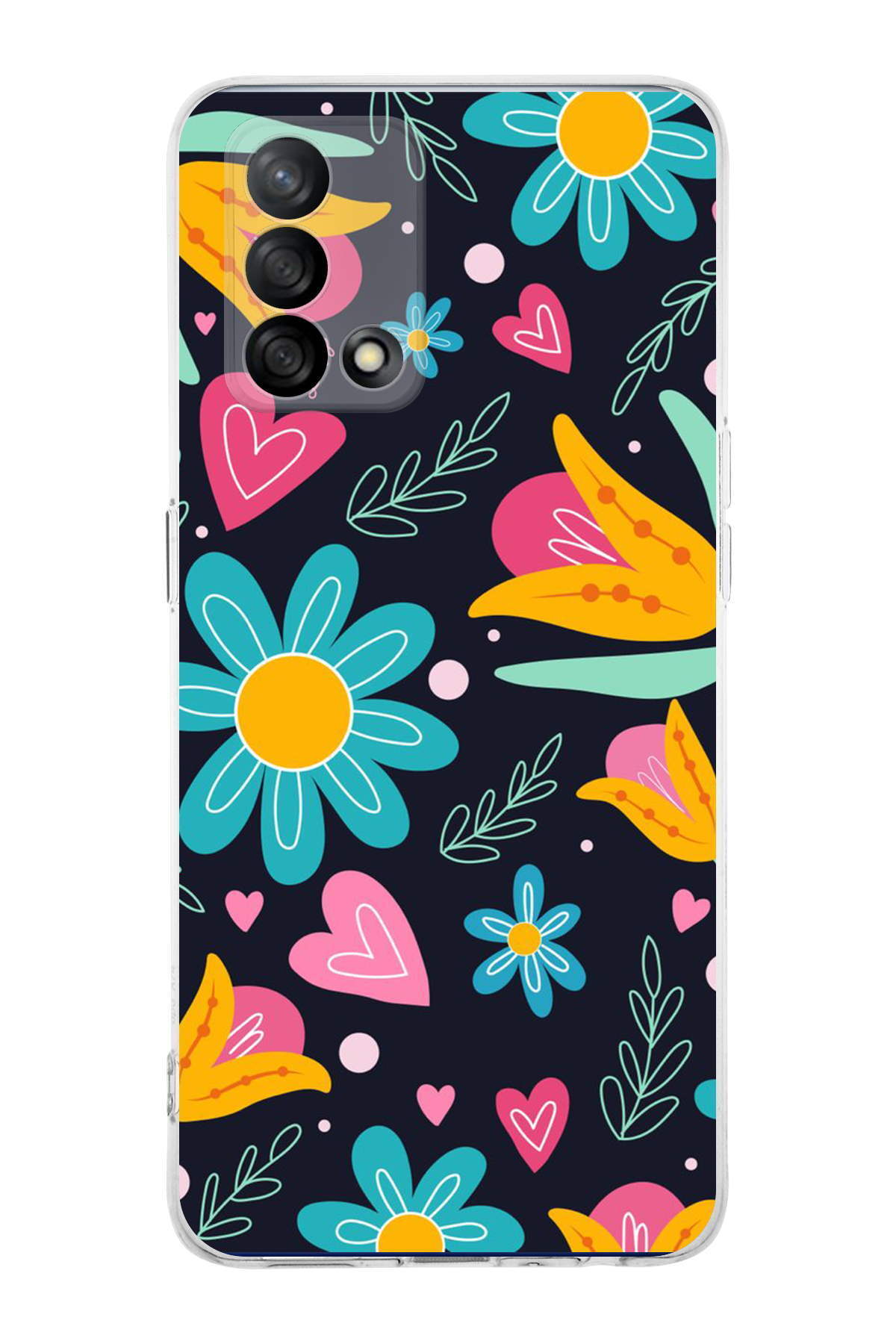 Oppo A74 ile Uyumlu 1mm Slim Fit Retro Renkler 1 Baskılı Şeffaf Kılıf