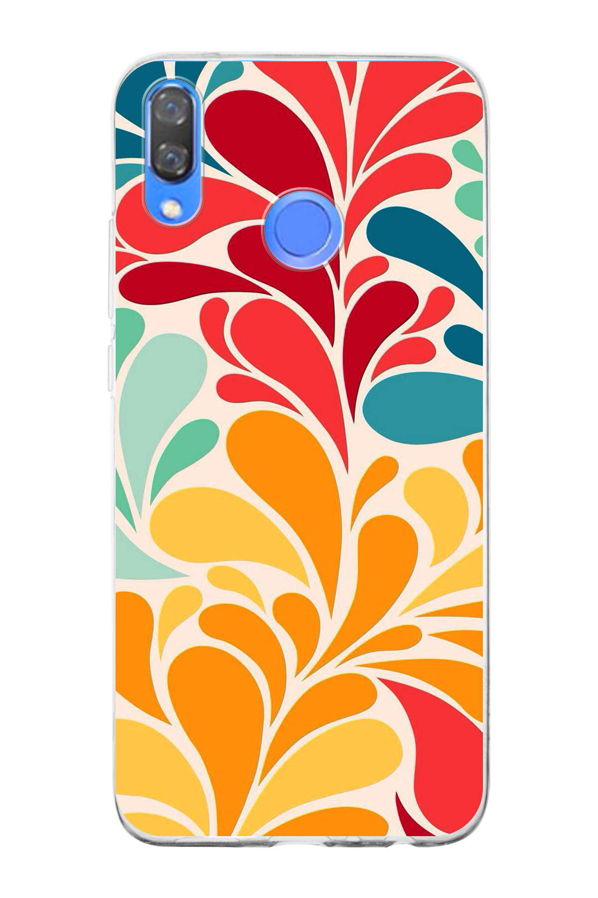 Huawei Y9 2019 ile Uyumlu 1mm Slim Fit Retro Renkler 5 Baskılı Şeffaf Kılıf