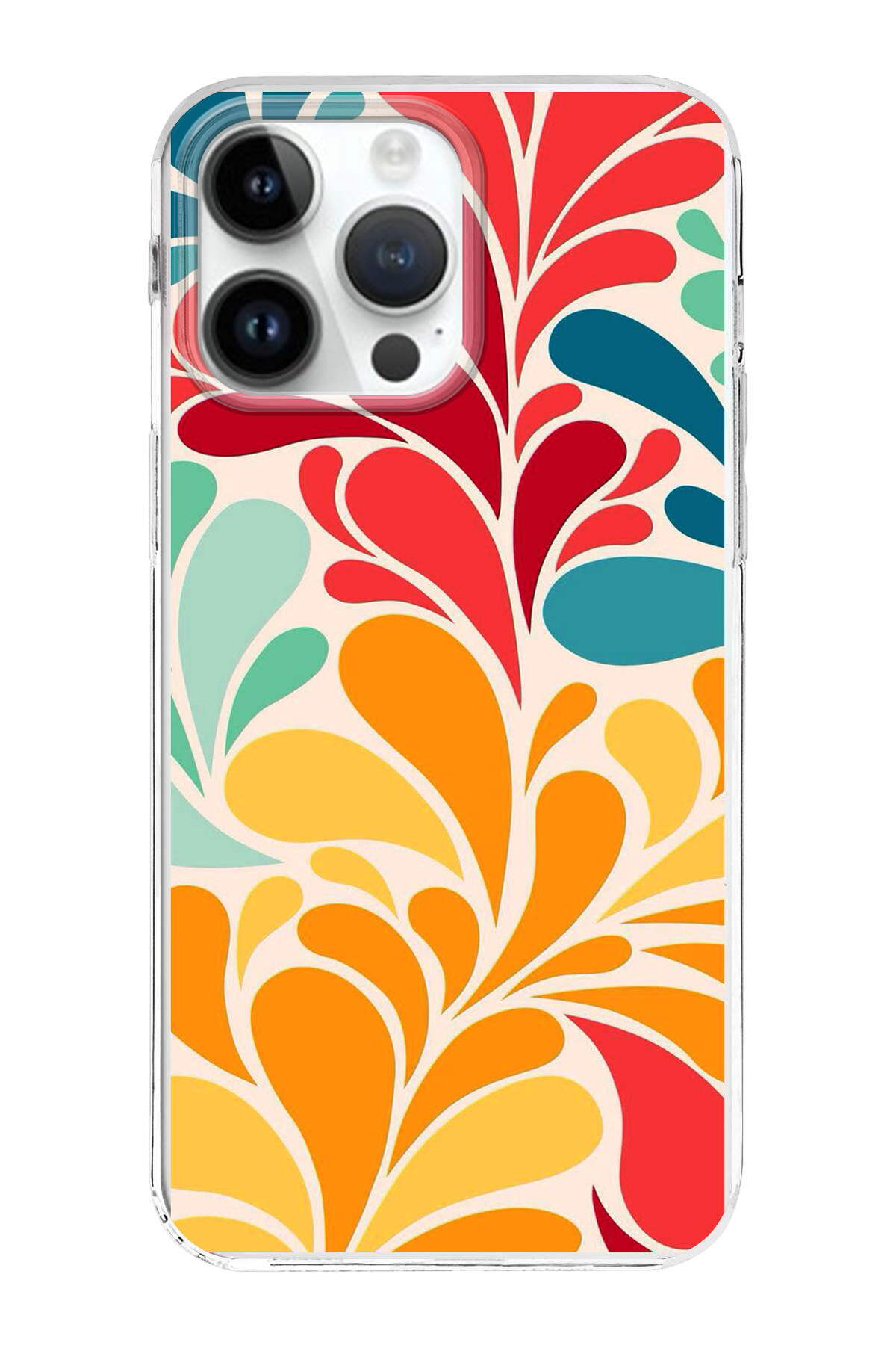 Apple iPhone 14 Pro Max ile Uyumlu 1mm Slim Fit Retro Renkler 5 Baskılı Şeffaf Kılıf