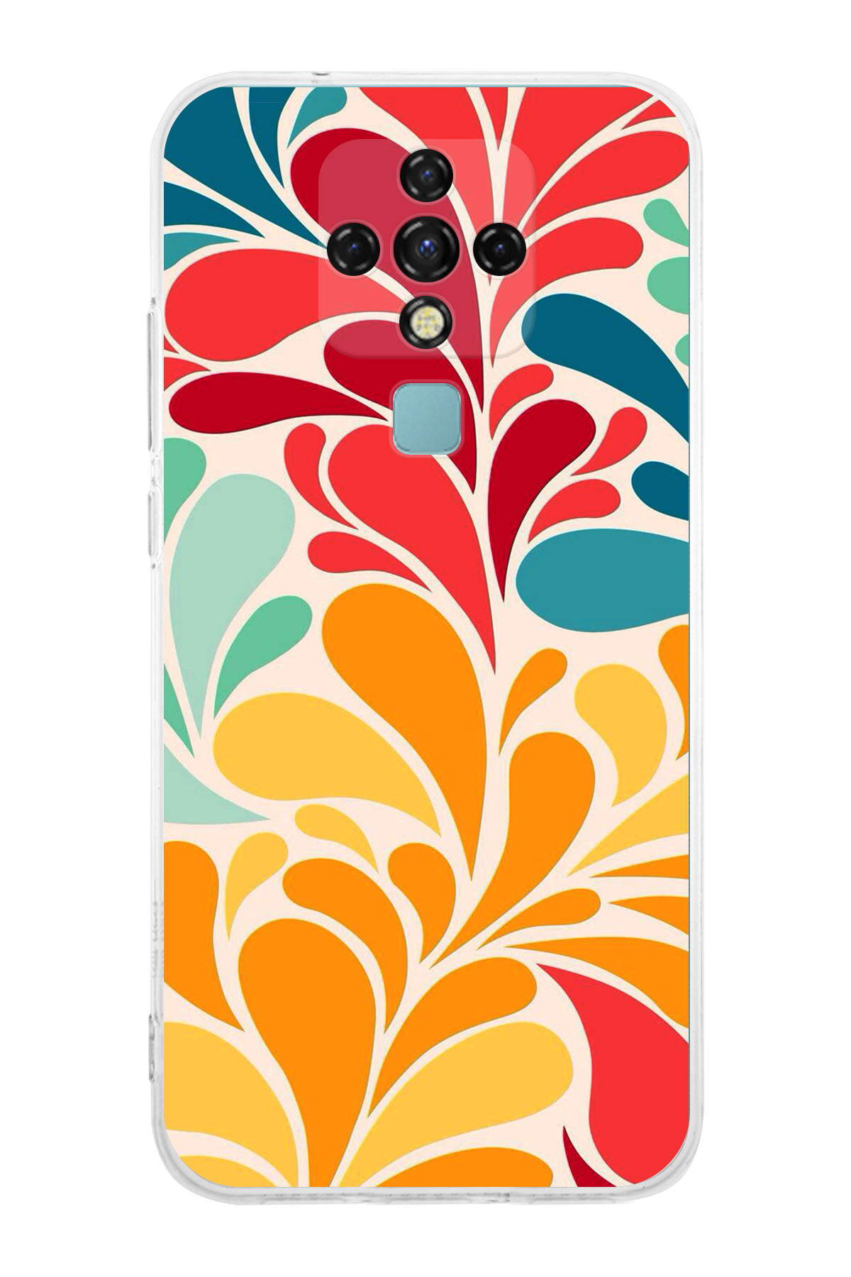 Tecno Camon 16 ile Uyumlu 1mm Slim Fit Retro Renkler 5 Baskılı Şeffaf Kılıf