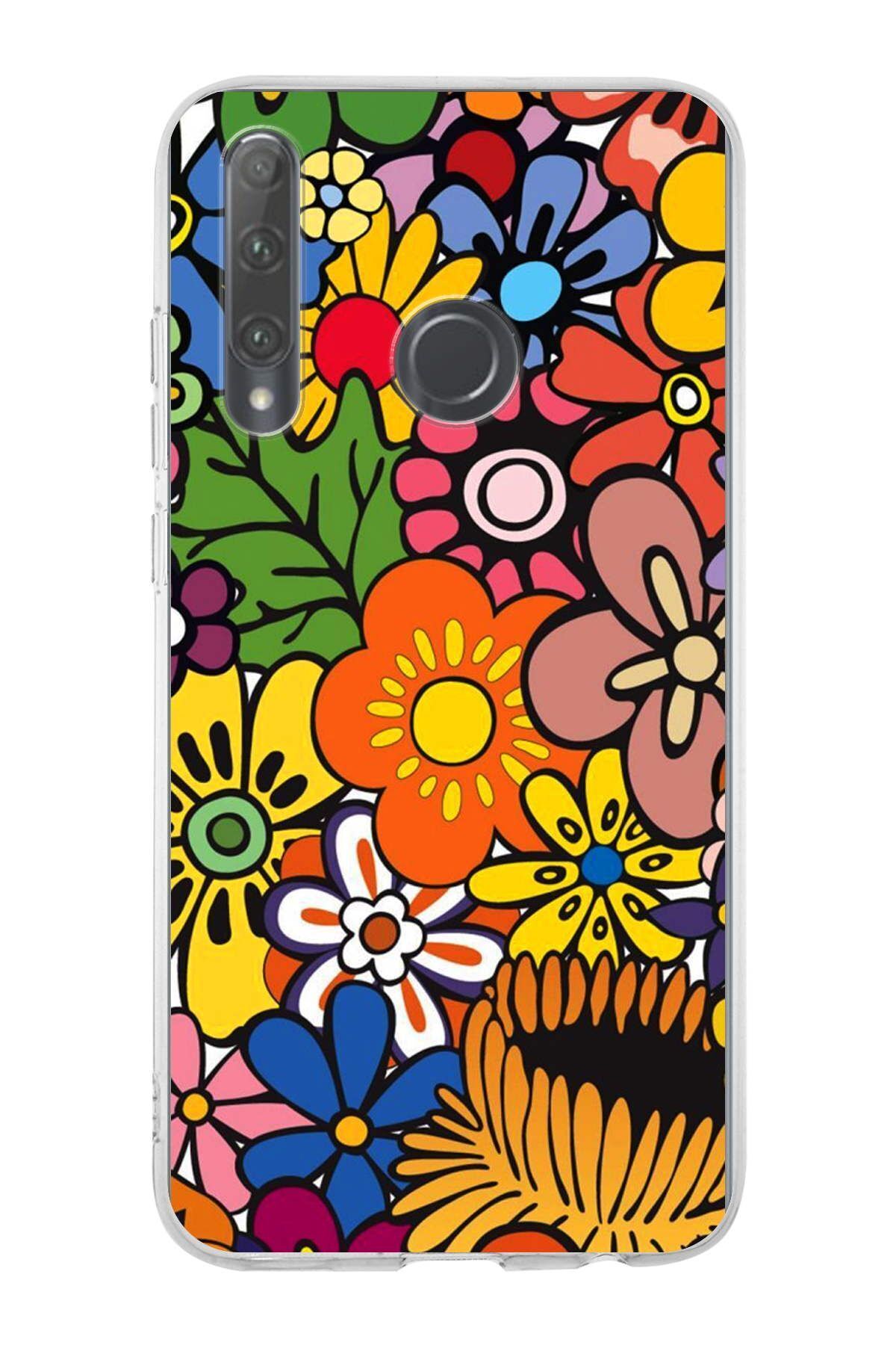 Huawei Honor 20 Lite ile Uyumlu 1mm Slim Fit Retro Renkler 2 Baskılı Şeffaf Kılıf