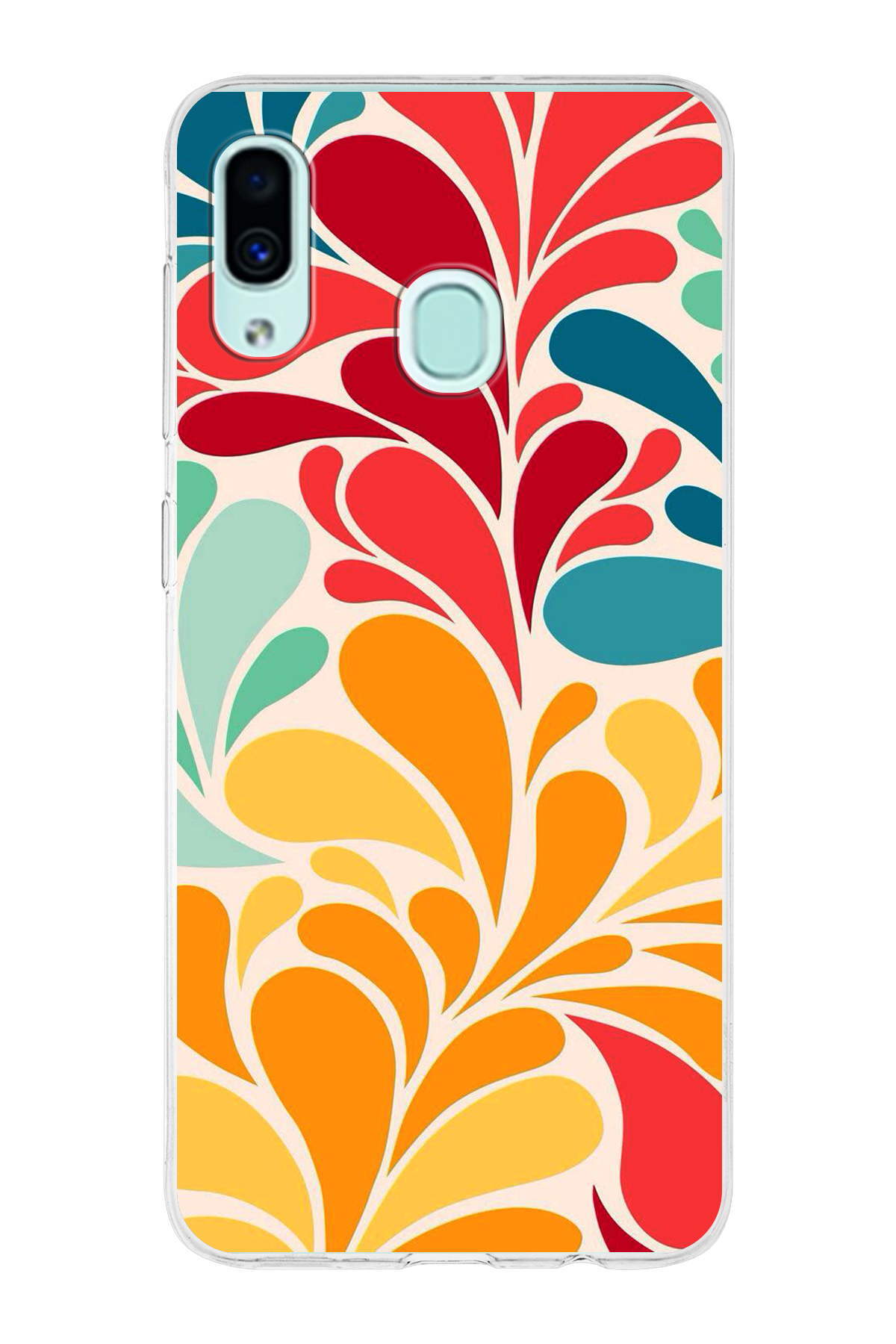 Samsung Galaxy A30 ile Uyumlu 1mm Slim Fit Retro Renkler 5 Baskılı Şeffaf Kılıf
