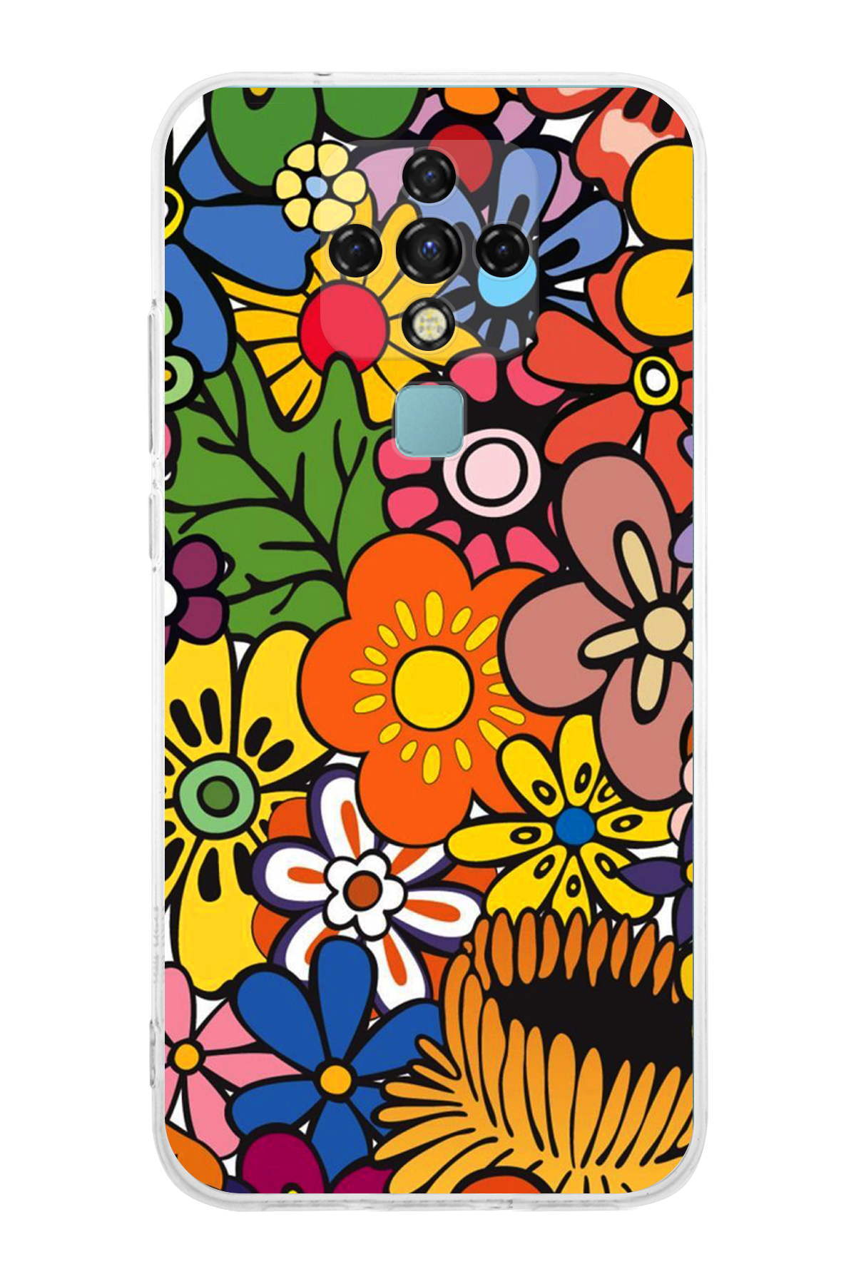 Tecno Camon 16 ile Uyumlu 1mm Slim Fit Retro Renkler 2 Baskılı Şeffaf Kılıf