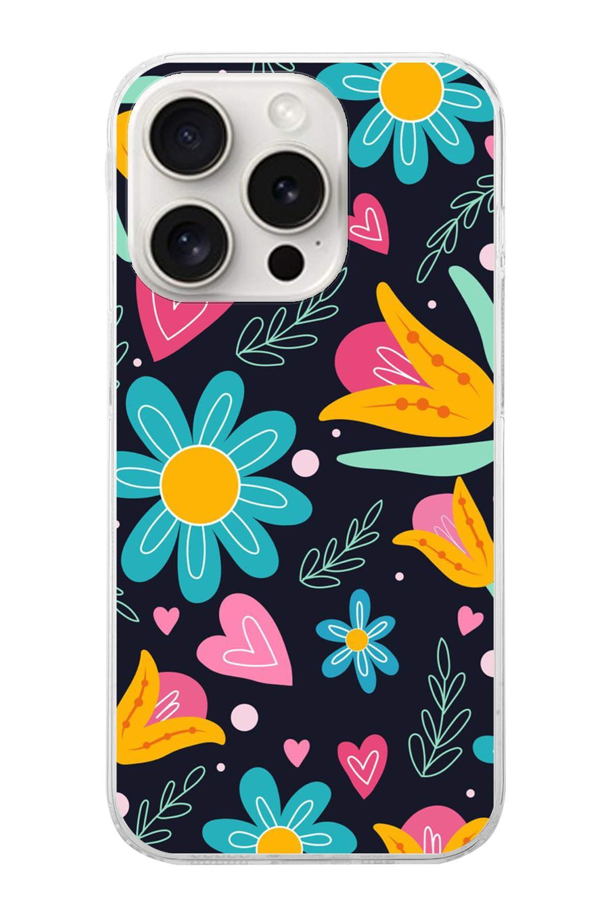 Apple iPhone 15 Pro ile Uyumlu 1mm Slim Fit Retro Renkler 1 Baskılı Şeffaf Kılıf