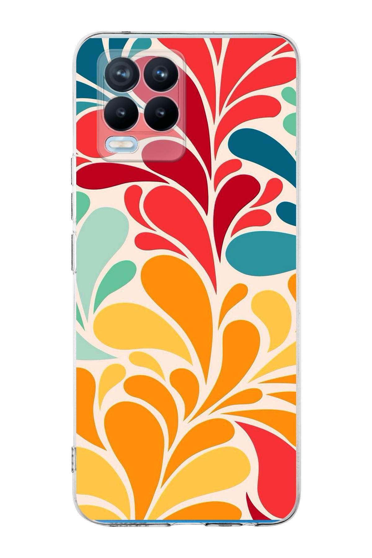 Realme 8 Pro ile Uyumlu 1mm Slim Fit Retro Renkler 5 Baskılı Şeffaf Kılıf