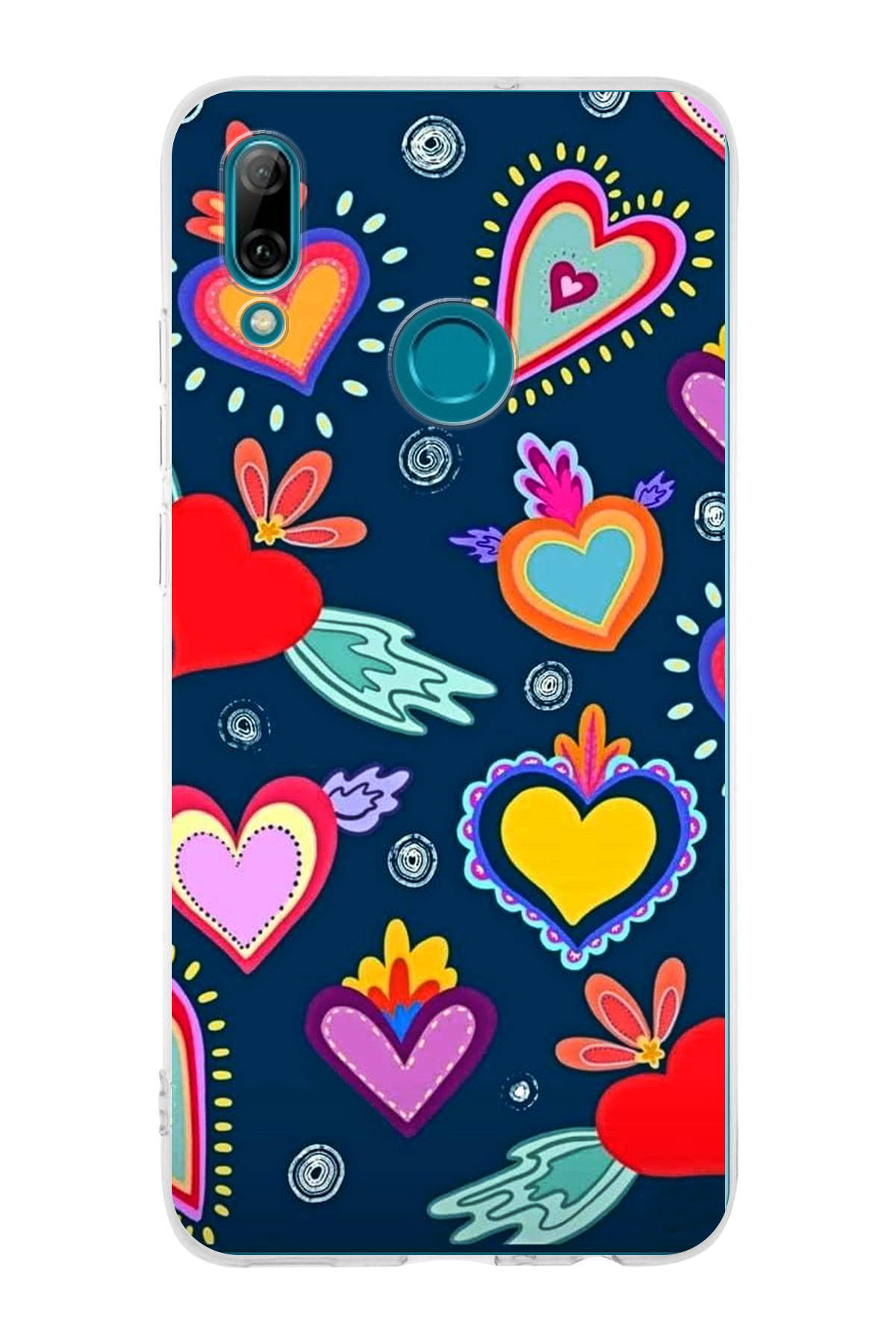 Huawei P Smart 2019 ile Uyumlu 1mm Slim Fit Retro Renkler 3 Baskılı Şeffaf Kılıf