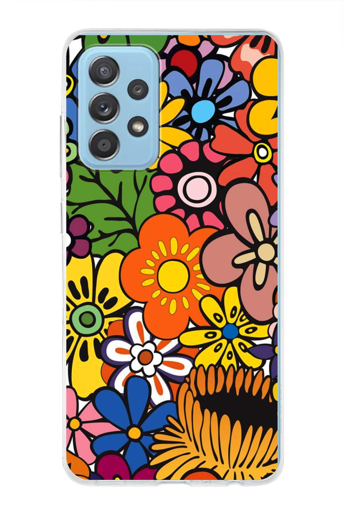 Samsung Galaxy A52 5G ile Uyumlu 1mm Slim Fit Retro Renkler 2 Baskılı Şeffaf Kılıf