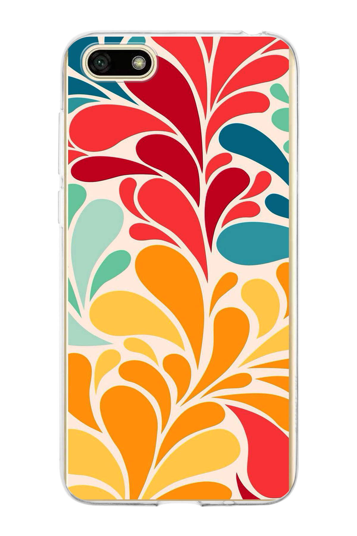 Huawei Y5 2018 ile Uyumlu 1mm Slim Fit Retro Renkler 5 Baskılı Şeffaf Kılıf