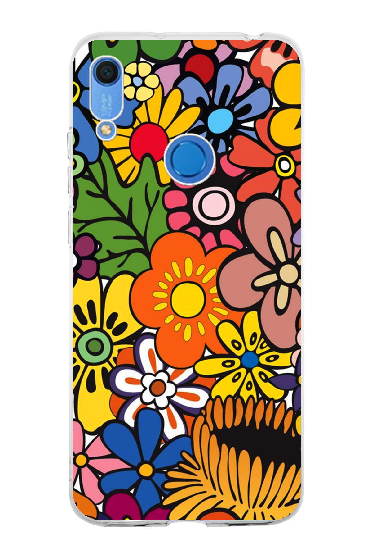 Huawei Y6 2019 ile Uyumlu 1mm Slim Fit Retro Renkler 2 Baskılı Şeffaf Kılıf