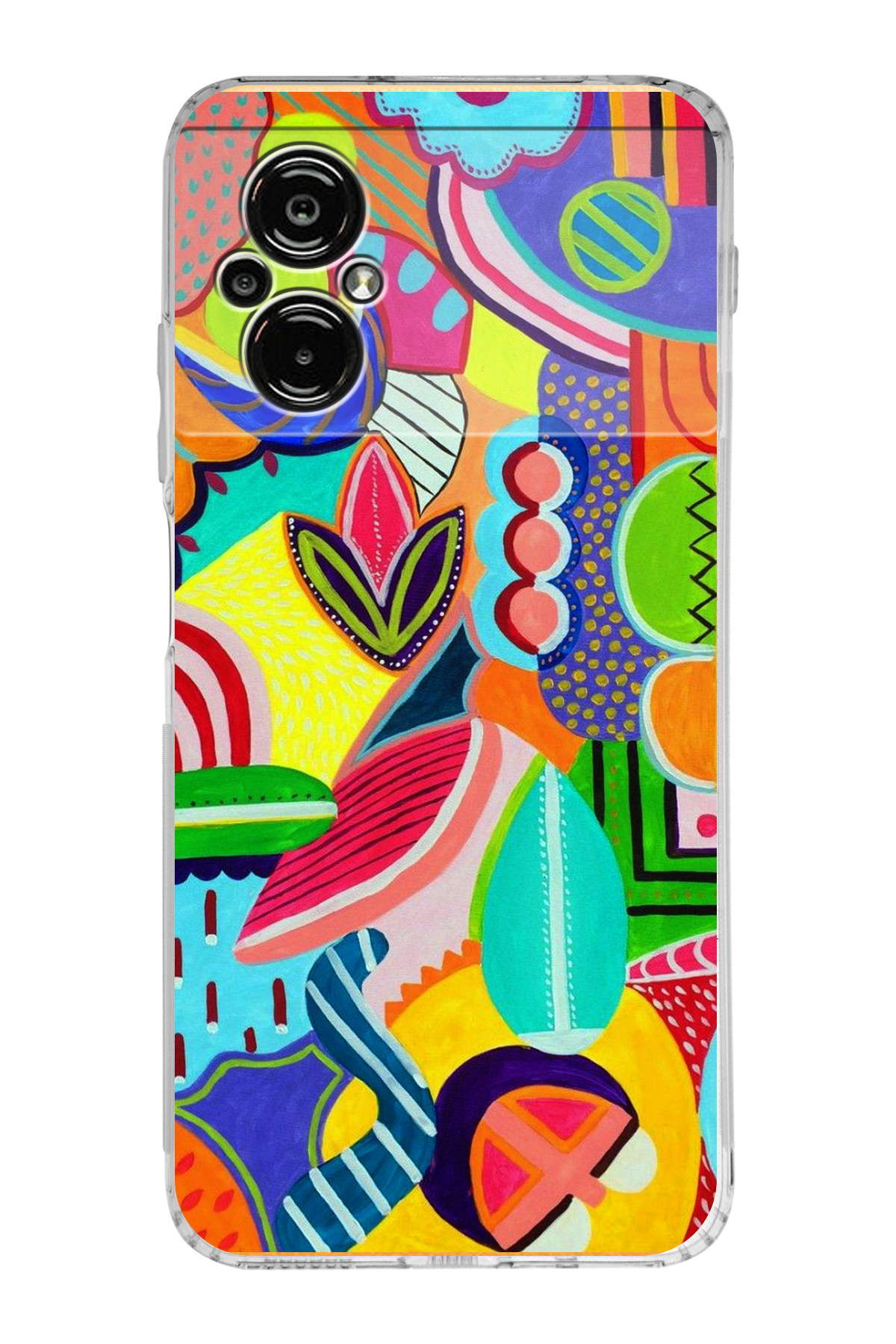 Xiaomi Poco M5 ile Uyumlu 1mm Slim Fit Retro Renkler 6 Baskılı Şeffaf Kılıf