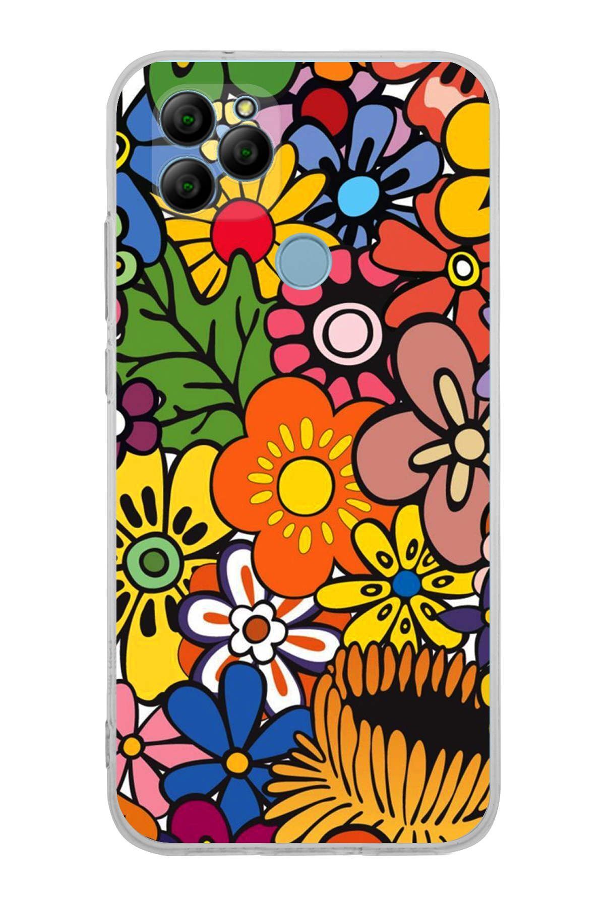 General Mobile GM 21 ile Uyumlu 1mm Slim Fit Retro Renkler 2 Baskılı Şeffaf Kılıf