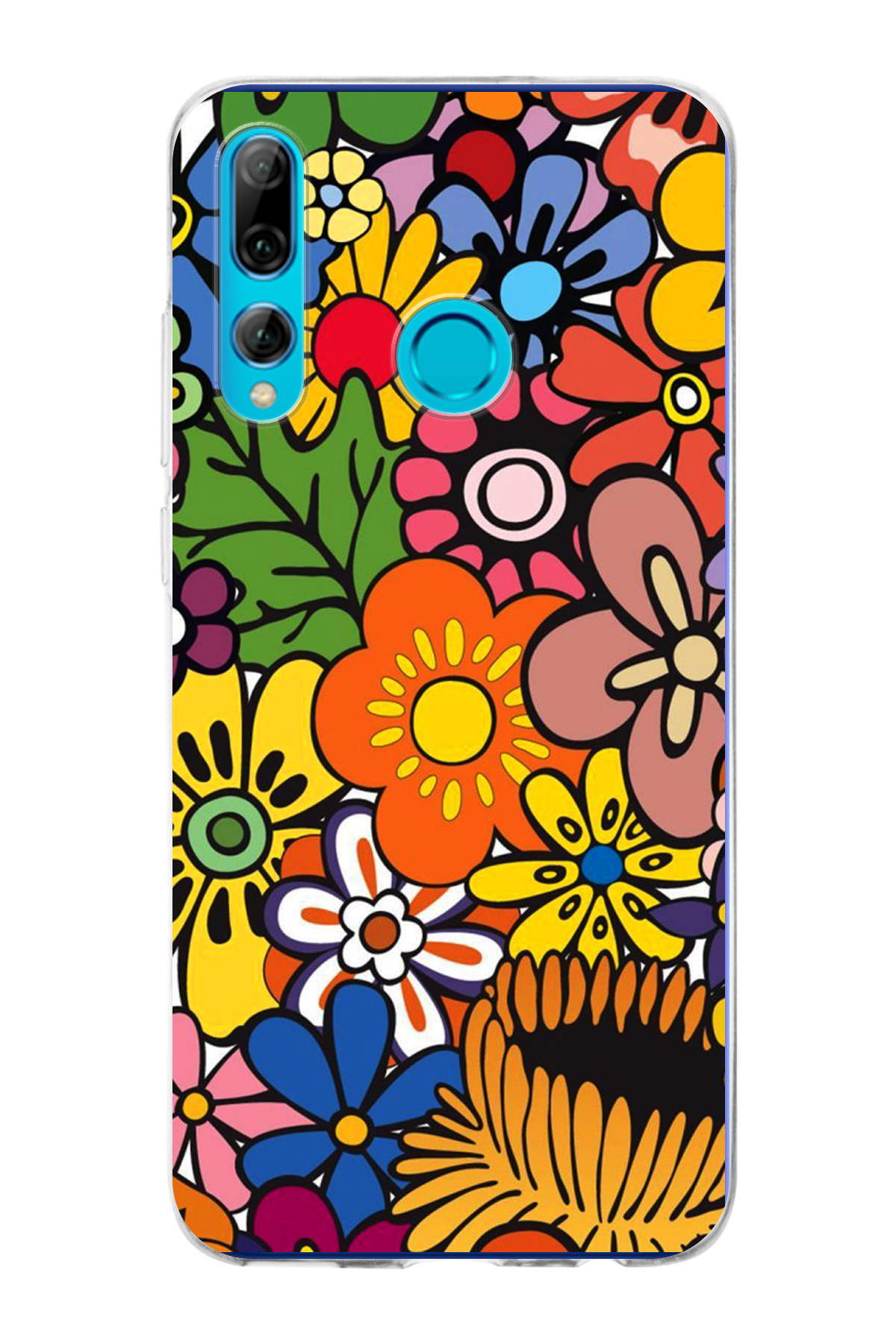 Huawei P Smart Plus 2019 ile Uyumlu 1mm Slim Fit Retro Renkler 2 Baskılı Şeffaf Kılıf