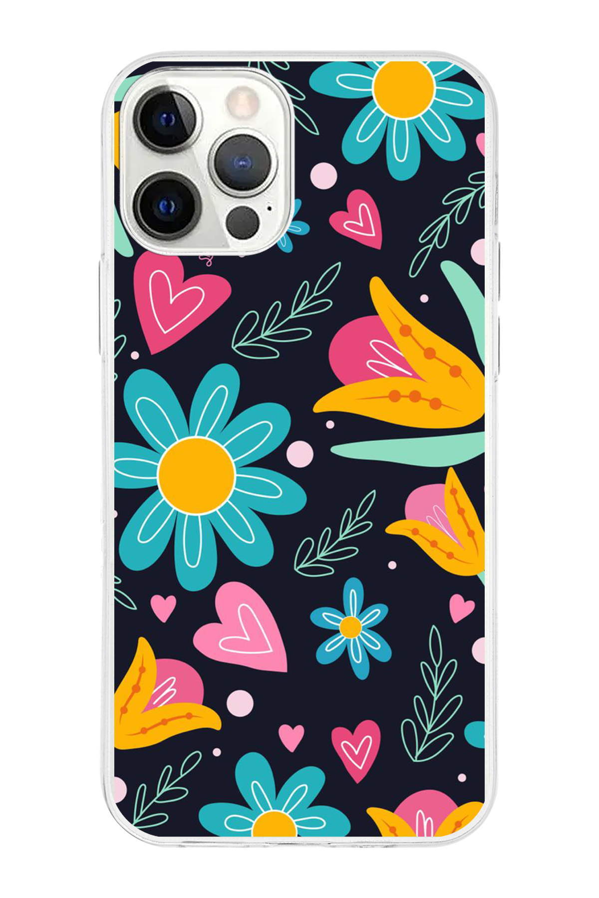 Apple iPhone 12 Pro ile Uyumlu 1mm Slim Fit Retro Renkler 1 Baskılı Şeffaf Kılıf