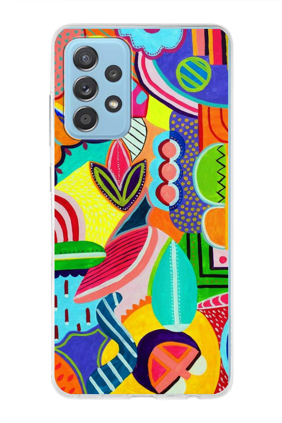 Samsung Galaxy A52 5G ile Uyumlu 1mm Slim Fit Retro Renkler 6 Baskılı Şeffaf Kılıf