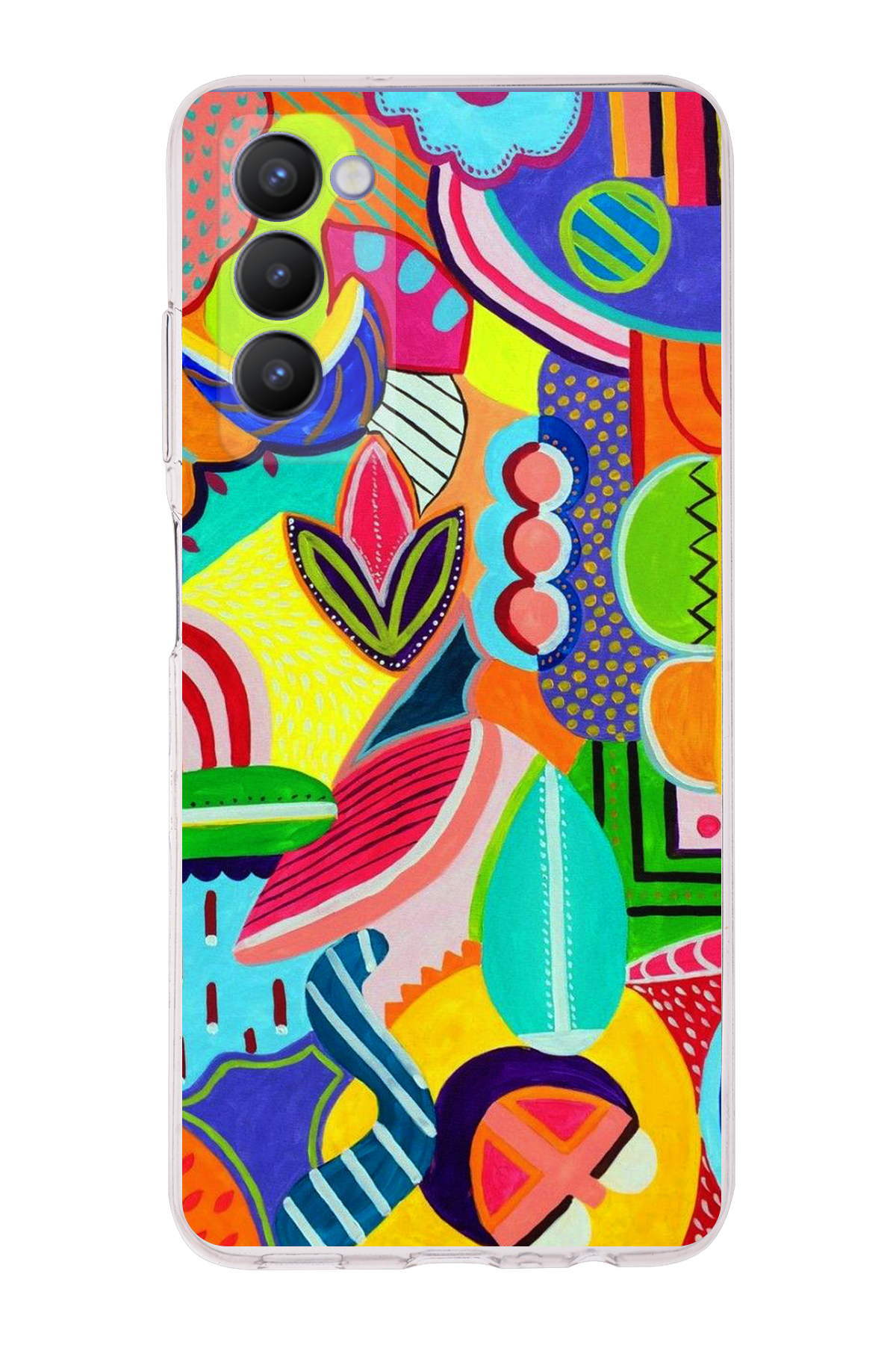 Tecno Camon 18P ile Uyumlu 1mm Slim Fit Retro Renkler 6 Baskılı Şeffaf Kılıf