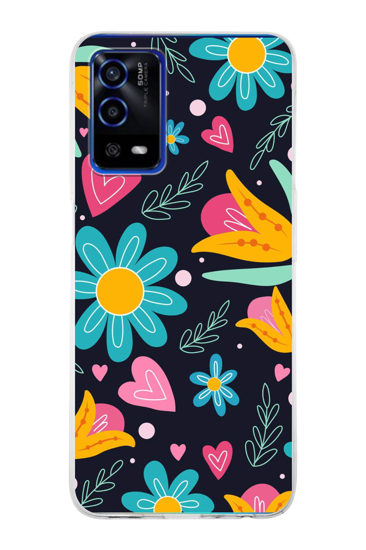 Oppo A55 ile Uyumlu 1mm Slim Fit Retro Renkler 1 Baskılı Şeffaf Kılıf