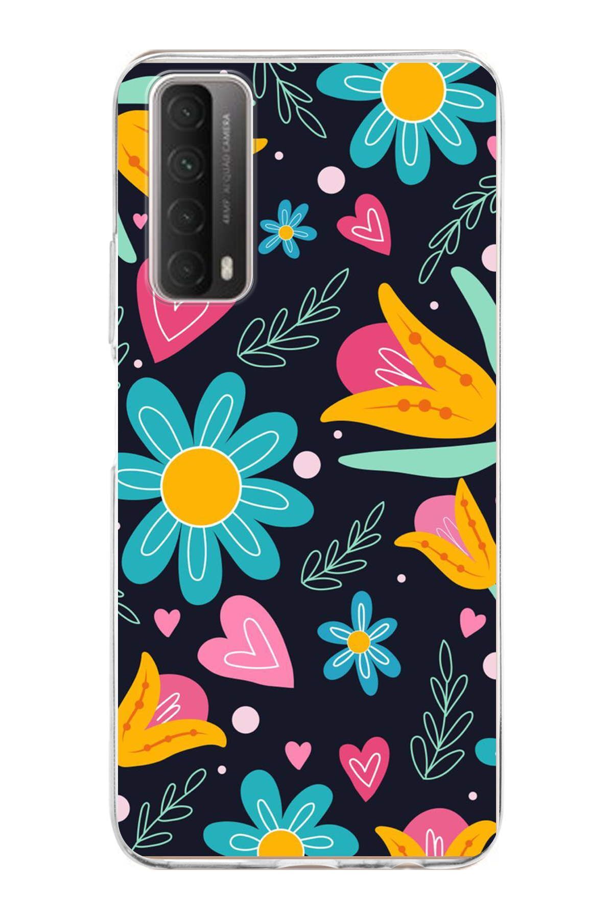 Huawei P Smart 2021 ile Uyumlu 1mm Slim Fit Retro Renkler 1 Baskılı Şeffaf Kılıf