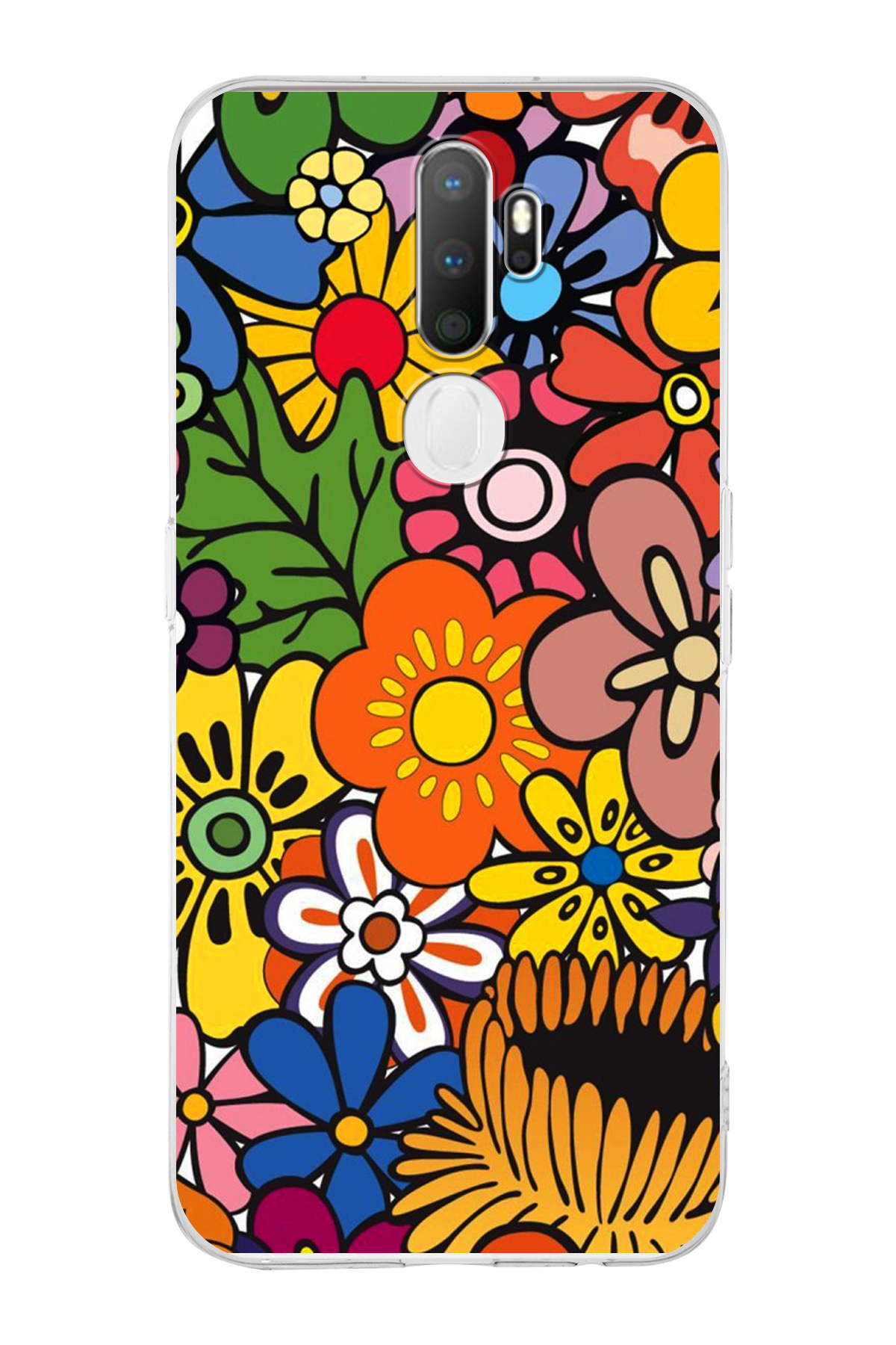 Oppo A9 2020 ile Uyumlu 1mm Slim Fit Retro Renkler 2 Baskılı Şeffaf Kılıf