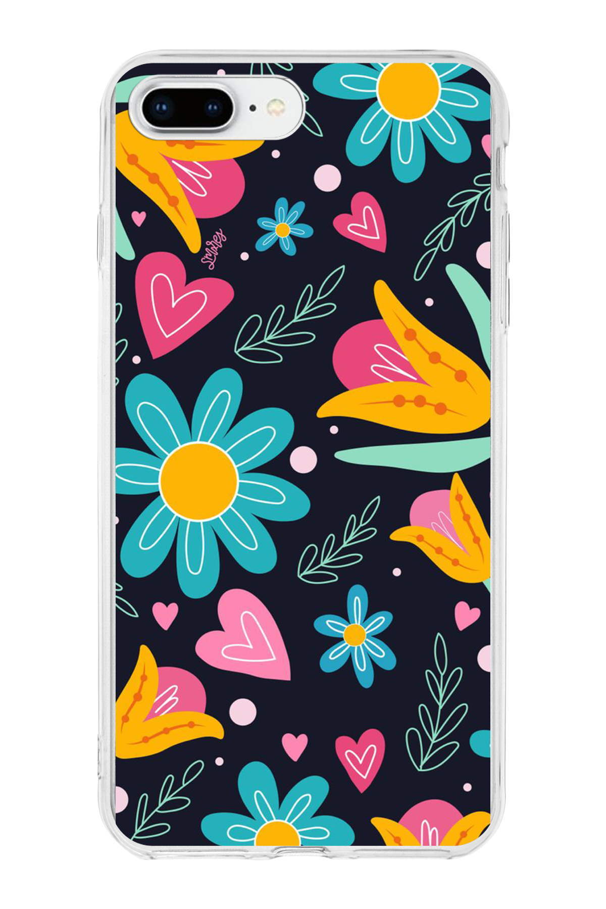 Apple iPhone 7 Plus ile Uyumlu 1mm Slim Fit Retro Renkler 1 Baskılı Şeffaf Kılıf