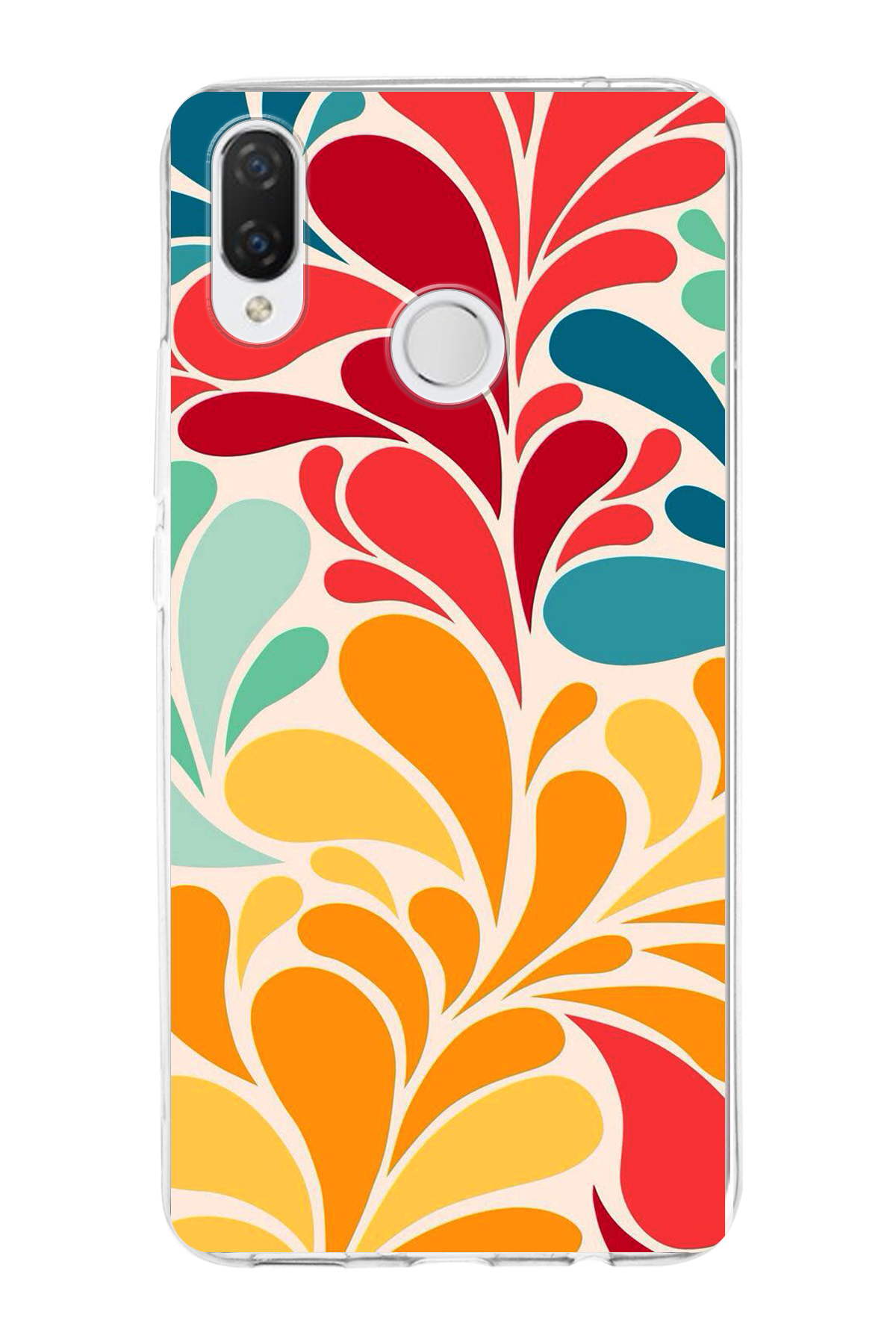 Huawei P Smart Plus ile Uyumlu 1mm Slim Fit Retro Renkler 5 Baskılı Şeffaf Kılıf