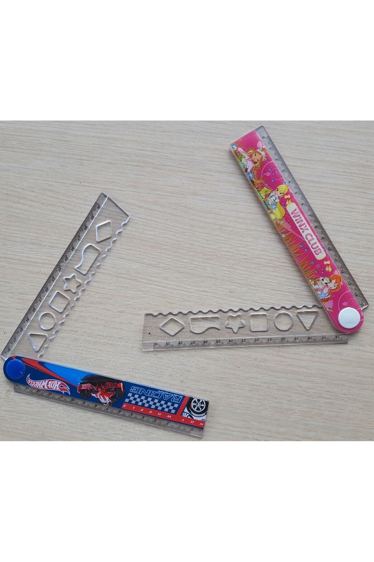 Yaygan-Ruler Set of 2 Hot Wheels folding shaped ruler, Winx Club folding shaped ruler 1