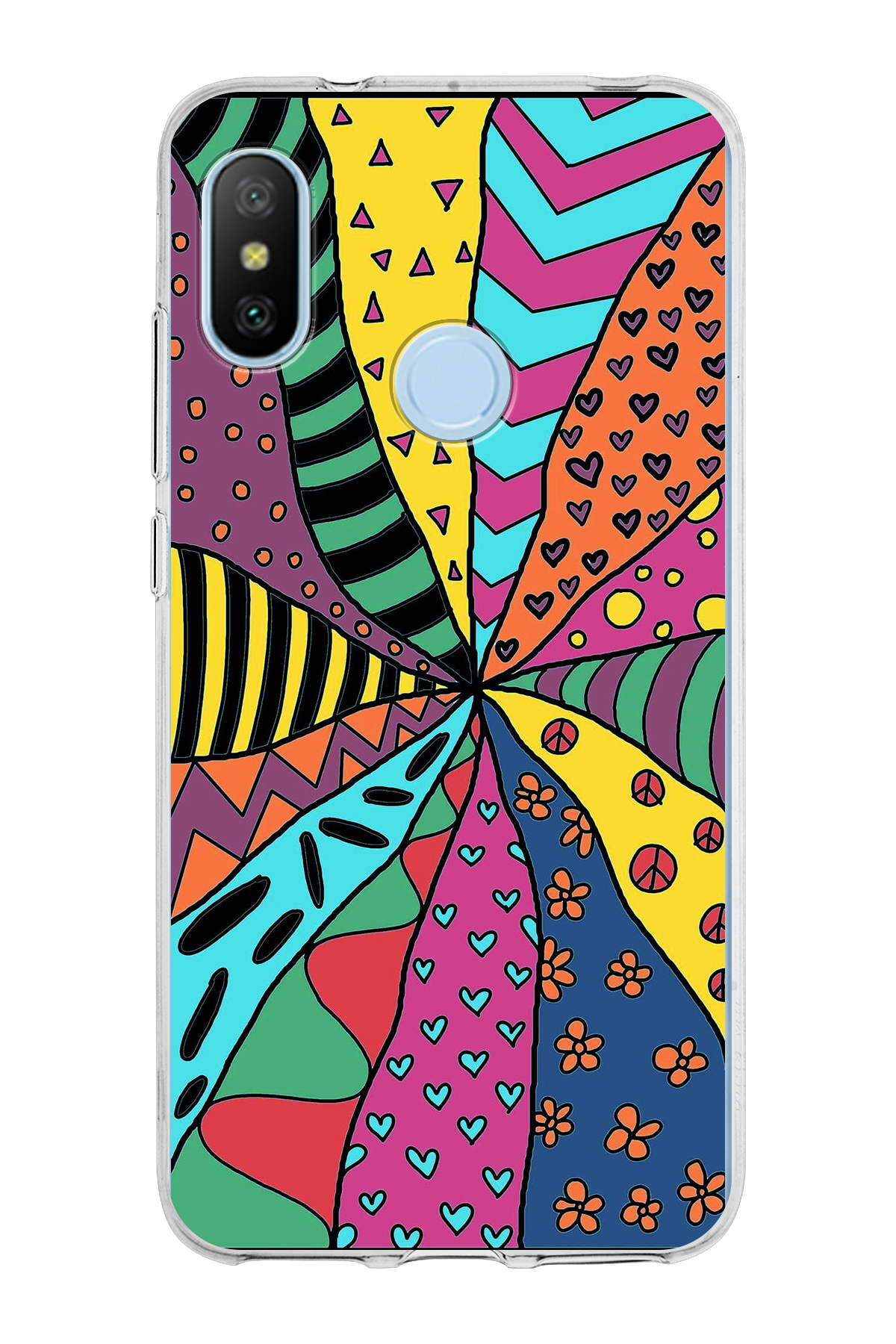 Xiaomi Mi A2 ile Uyumlu 1mm Slim Fit Retro Renkler 4 Baskılı Şeffaf Kılıf