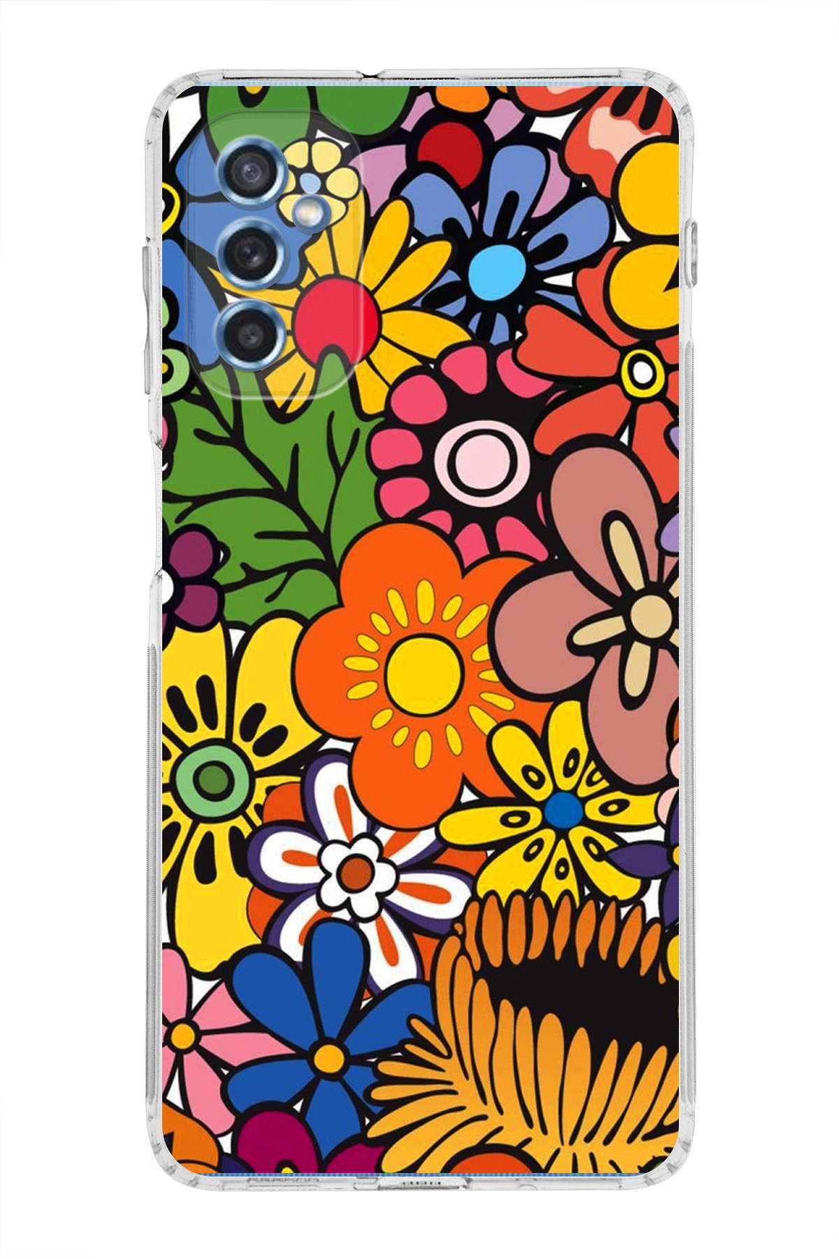 Samsung Galaxy M52 ile Uyumlu 1mm Slim Fit Retro Renkler 2 Baskılı Şeffaf Kılıf