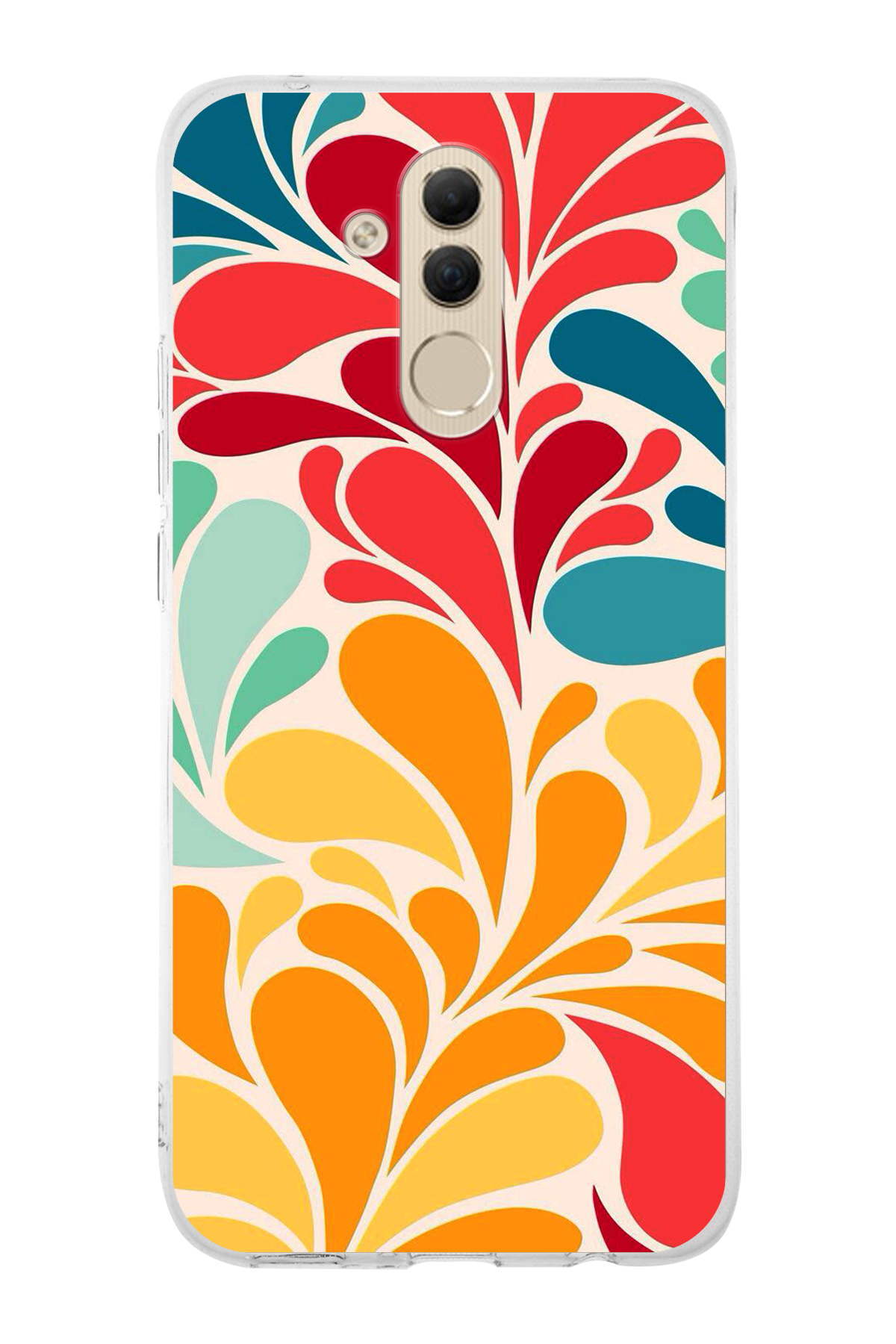 Huawei Mate 20 Lite ile Uyumlu 1mm Slim Fit Retro Renkler 5 Baskılı Şeffaf Kılıf