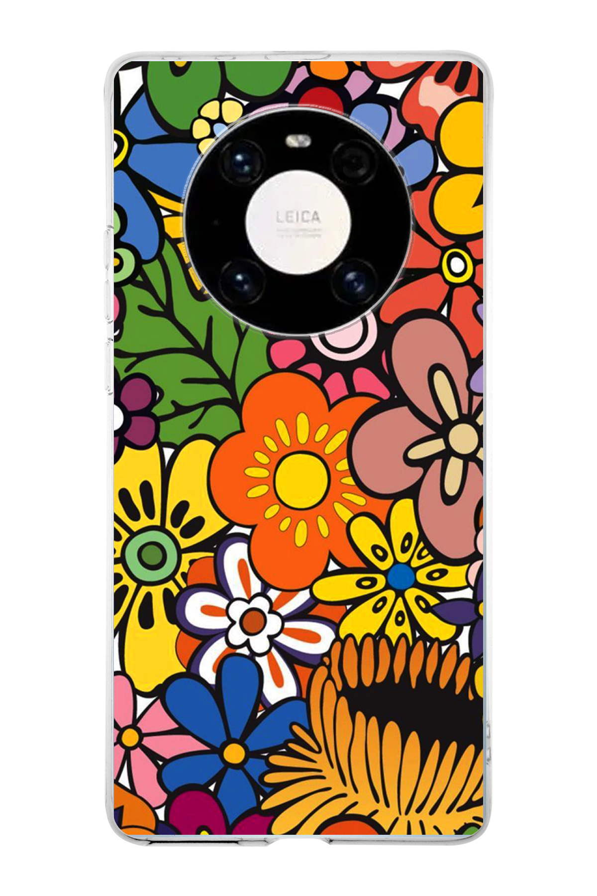 Huawei Mate 40 Pro ile Uyumlu 1mm Slim Fit Retro Renkler 2 Baskılı Şeffaf Kılıf
