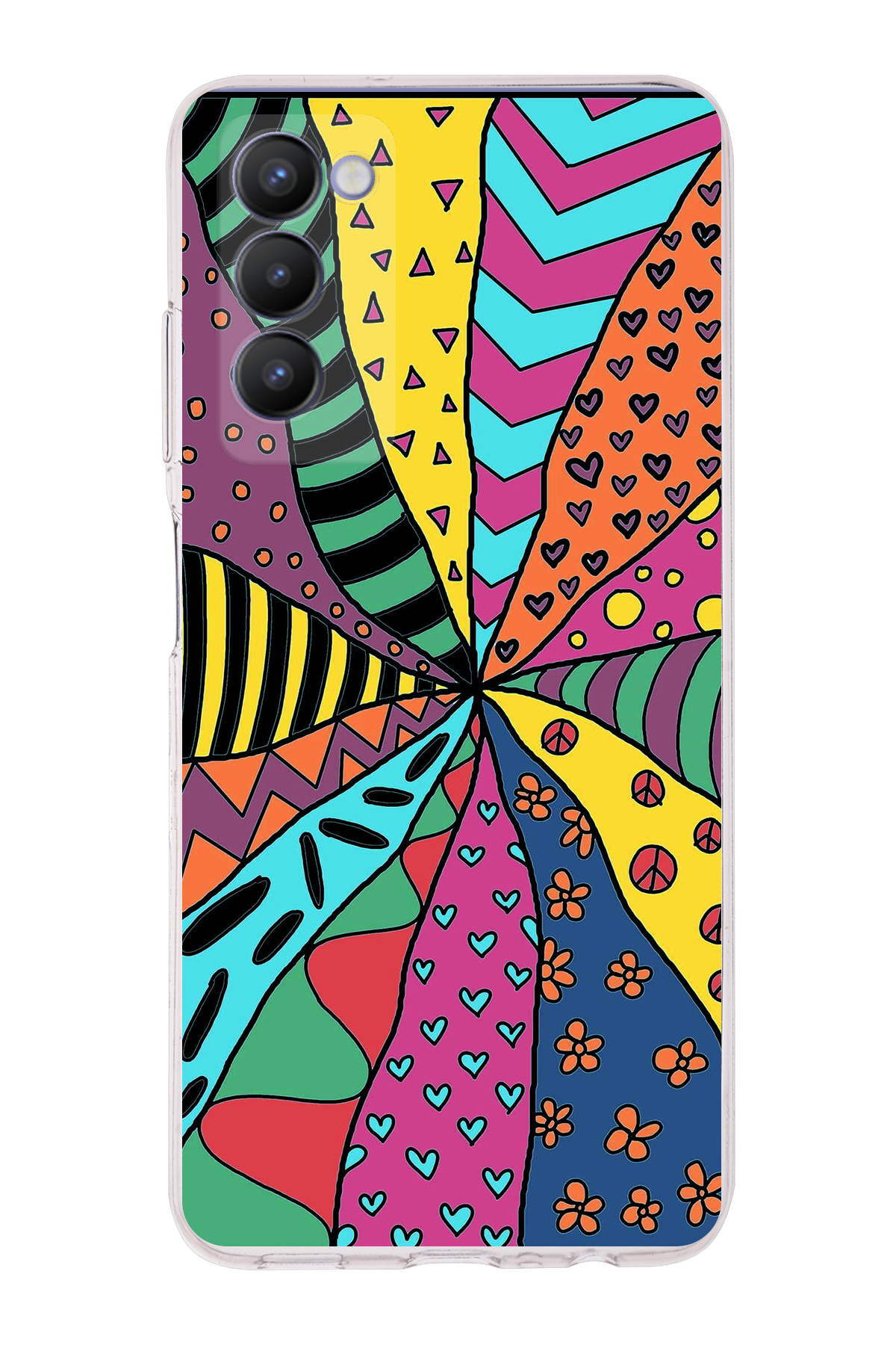 Tecno Camon 18P ile Uyumlu 1mm Slim Fit Retro Renkler 4 Baskılı Şeffaf Kılıf