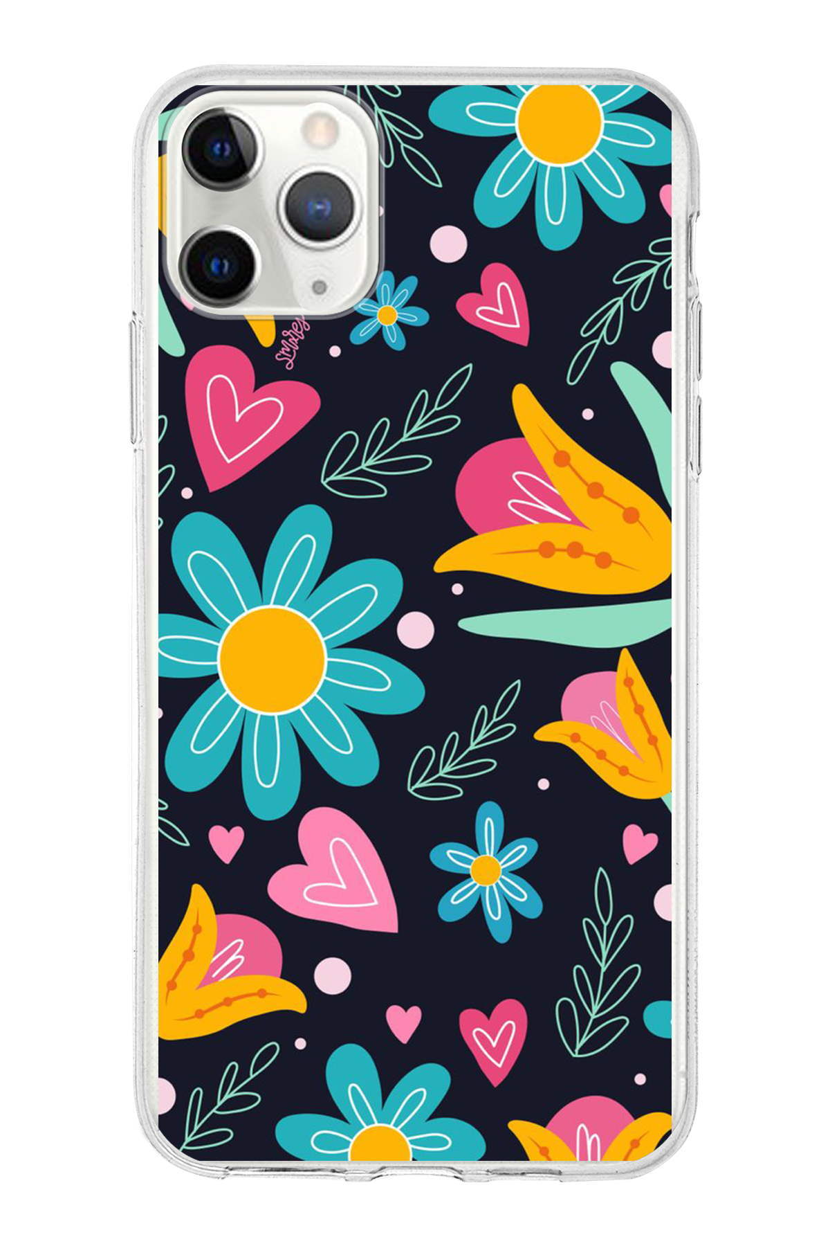 Apple iPhone 11 Pro Max ile Uyumlu 1mm Slim Fit Retro Renkler 1 Baskılı Şeffaf Kılıf