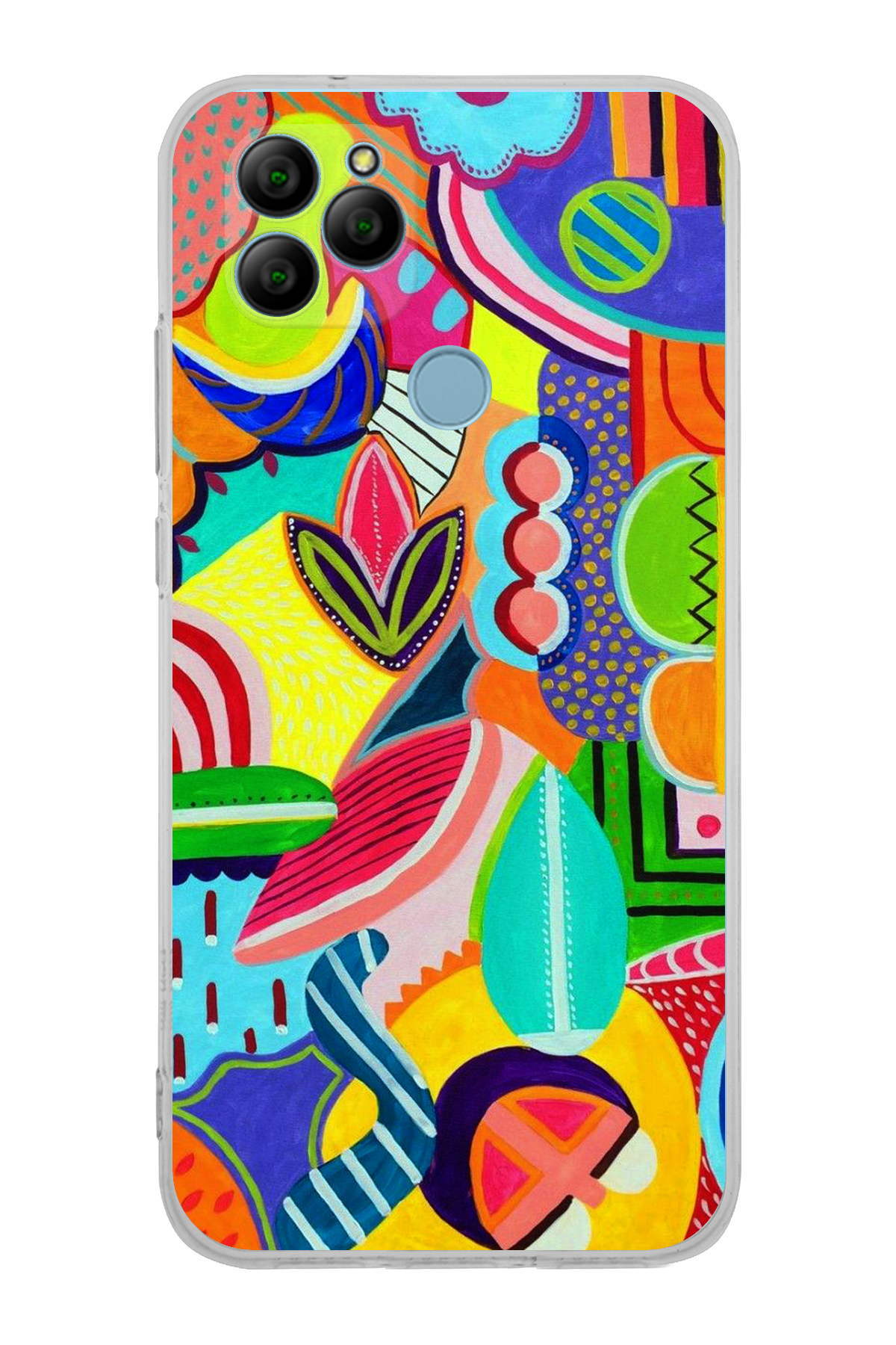 General Mobile GM 21 ile Uyumlu 1mm Slim Fit Retro Renkler 6 Baskılı Şeffaf Kılıf