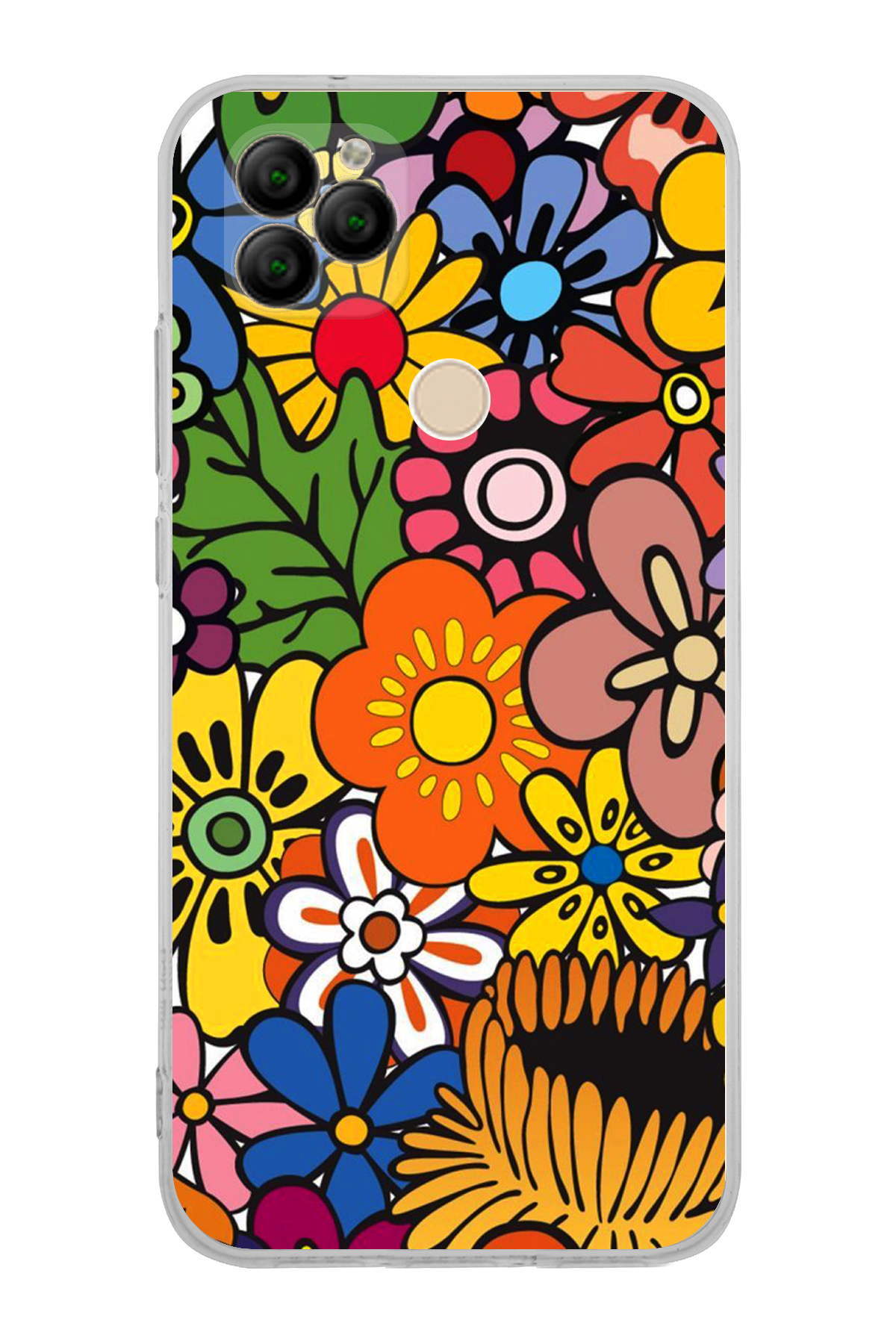 General Mobile GM 22 ile Uyumlu 1mm Slim Fit Retro Renkler 2 Baskılı Şeffaf Kılıf