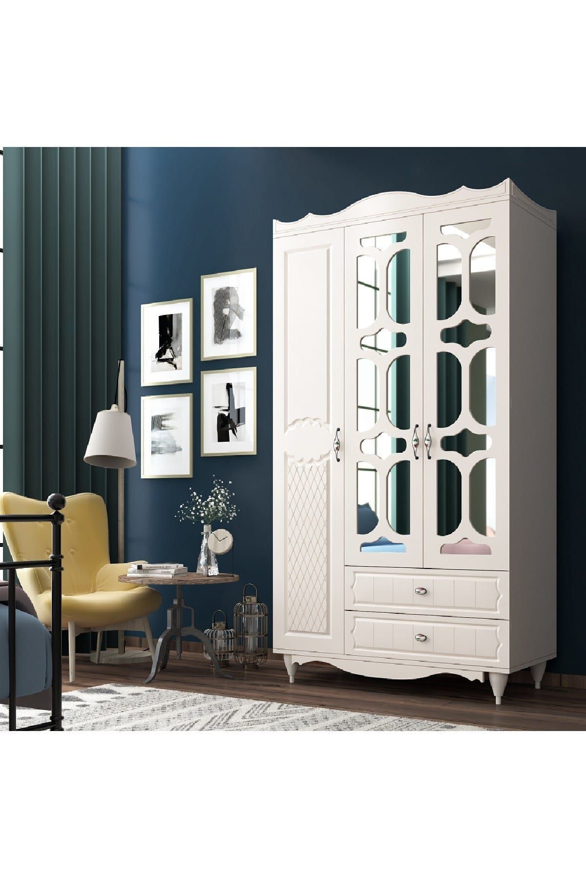 Cansu Country 3 Lid 2 Drawer Wardrobe