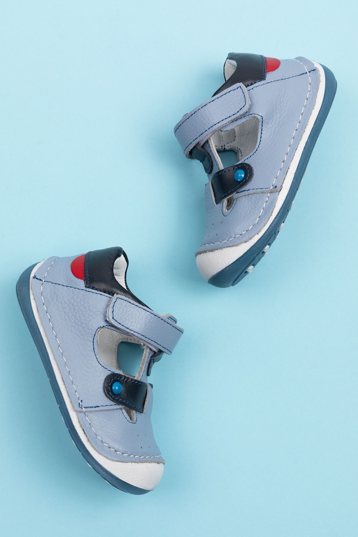Windy Shoes Hakiki Deri Solo Buz Mavisi İlk Adım Ortopedik Erkek Bebek Sandalet Günlük Yürüyüş Ayakkabısı fotoğrafı 3 (önizleme)
