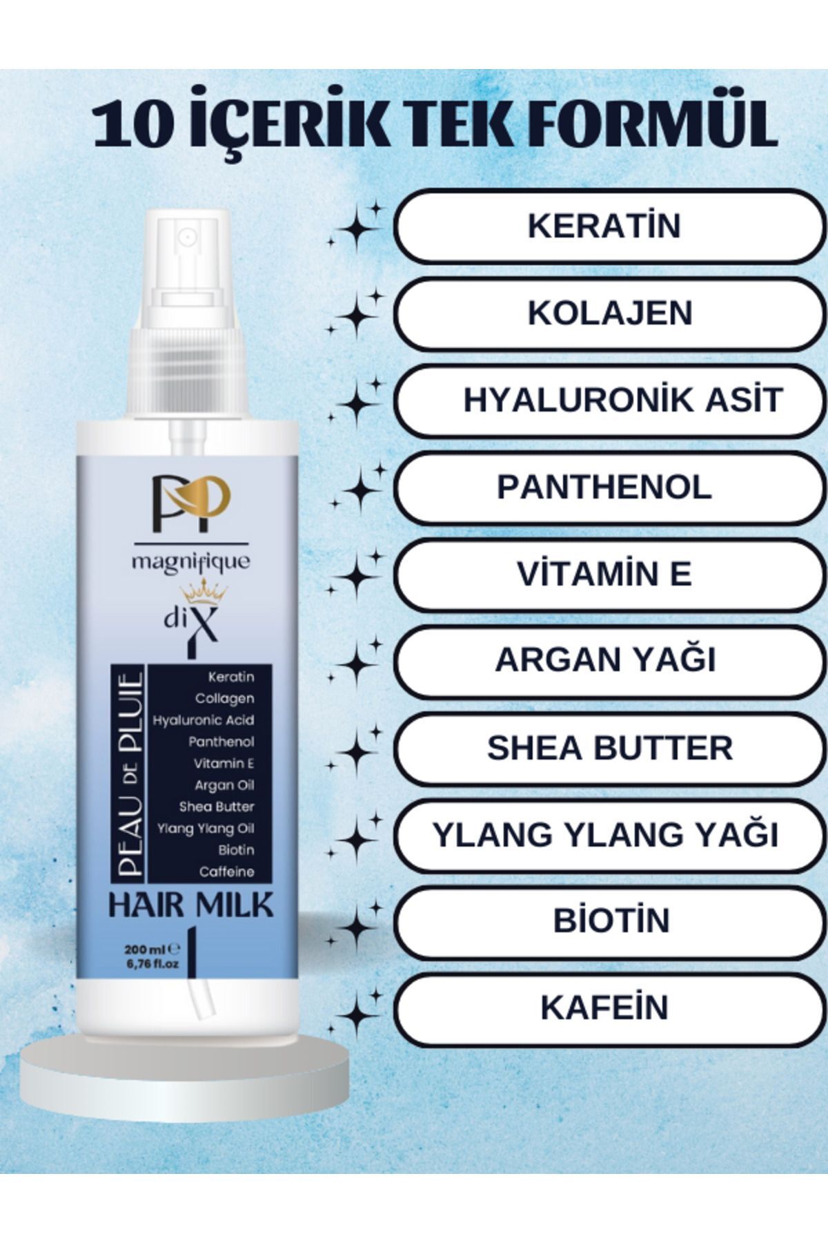 Keratin Kolajen Milk Saç Bakım Sütü, Saç Açıcı Sprey, Kolay Saç Tarama Spreyi, 200 ml — 0002 — تصویر 3 از 7