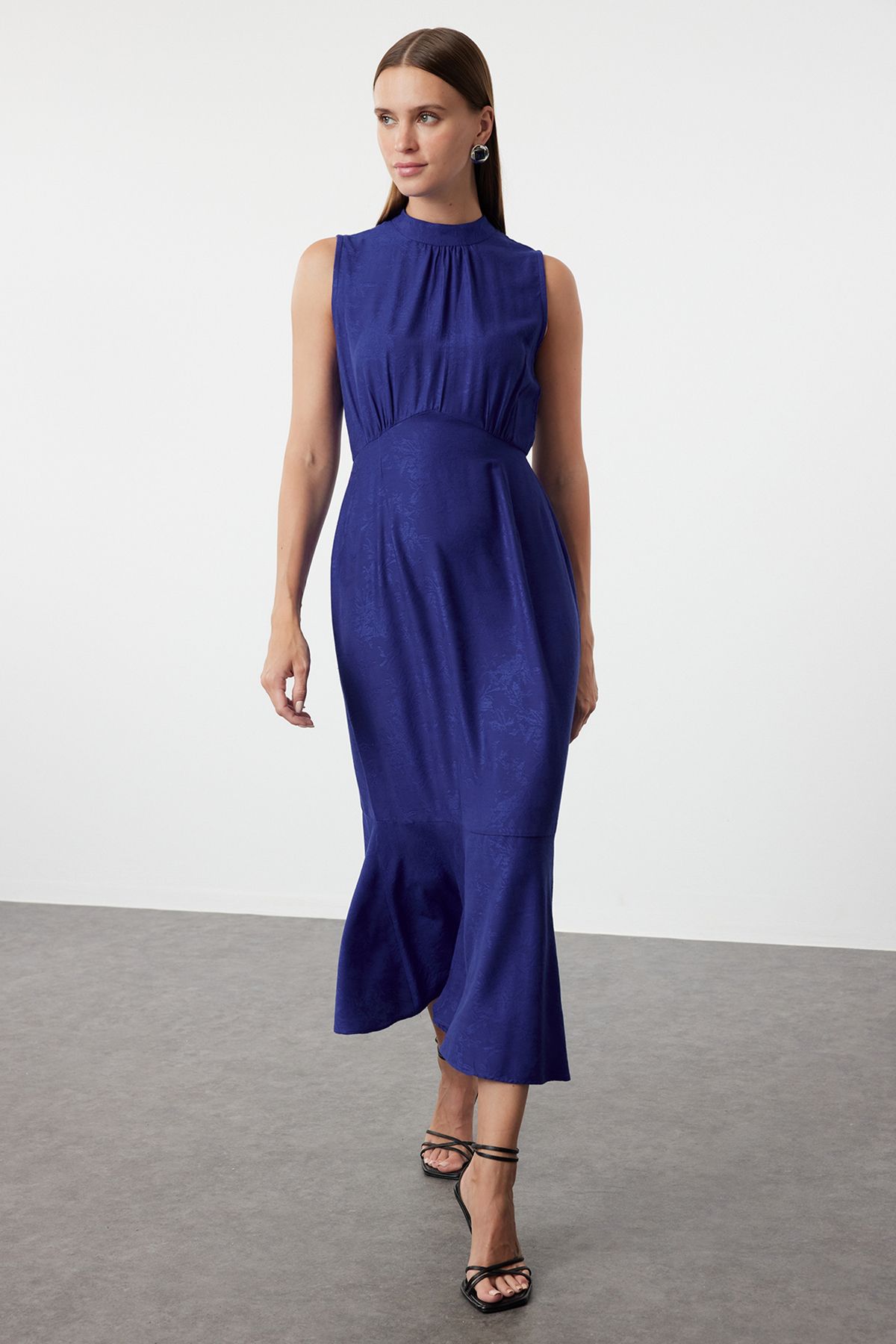 Trendyol Collection A-line Saks Jacquard Maxi Dress