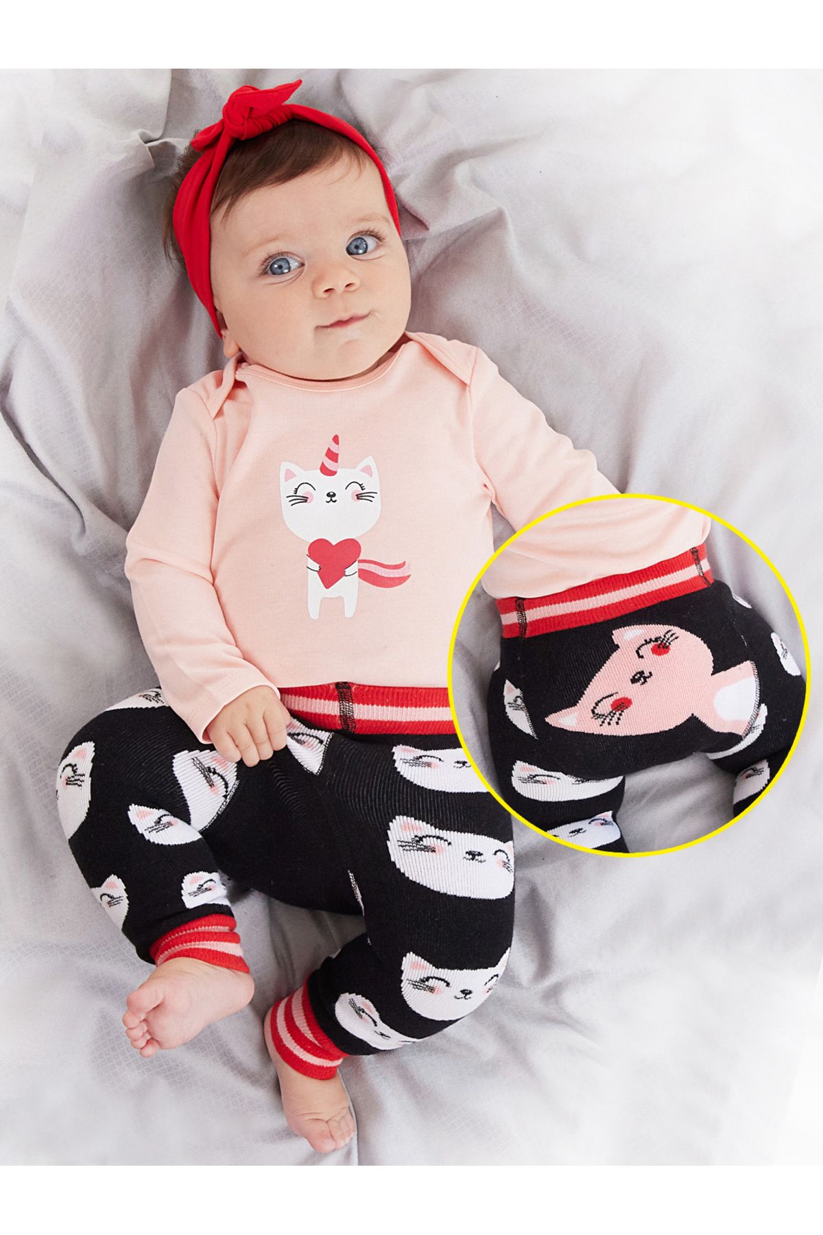 Denokids Cat Baby Girl Боди Колготки-Брюки Комплект CFF-22S1-179