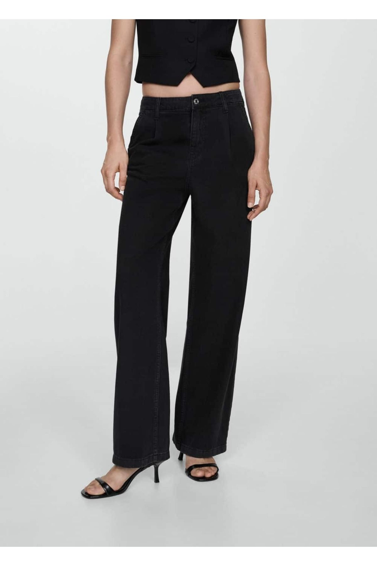MANGO Woman Blugi Cu Clape Drepte Femeie - 34