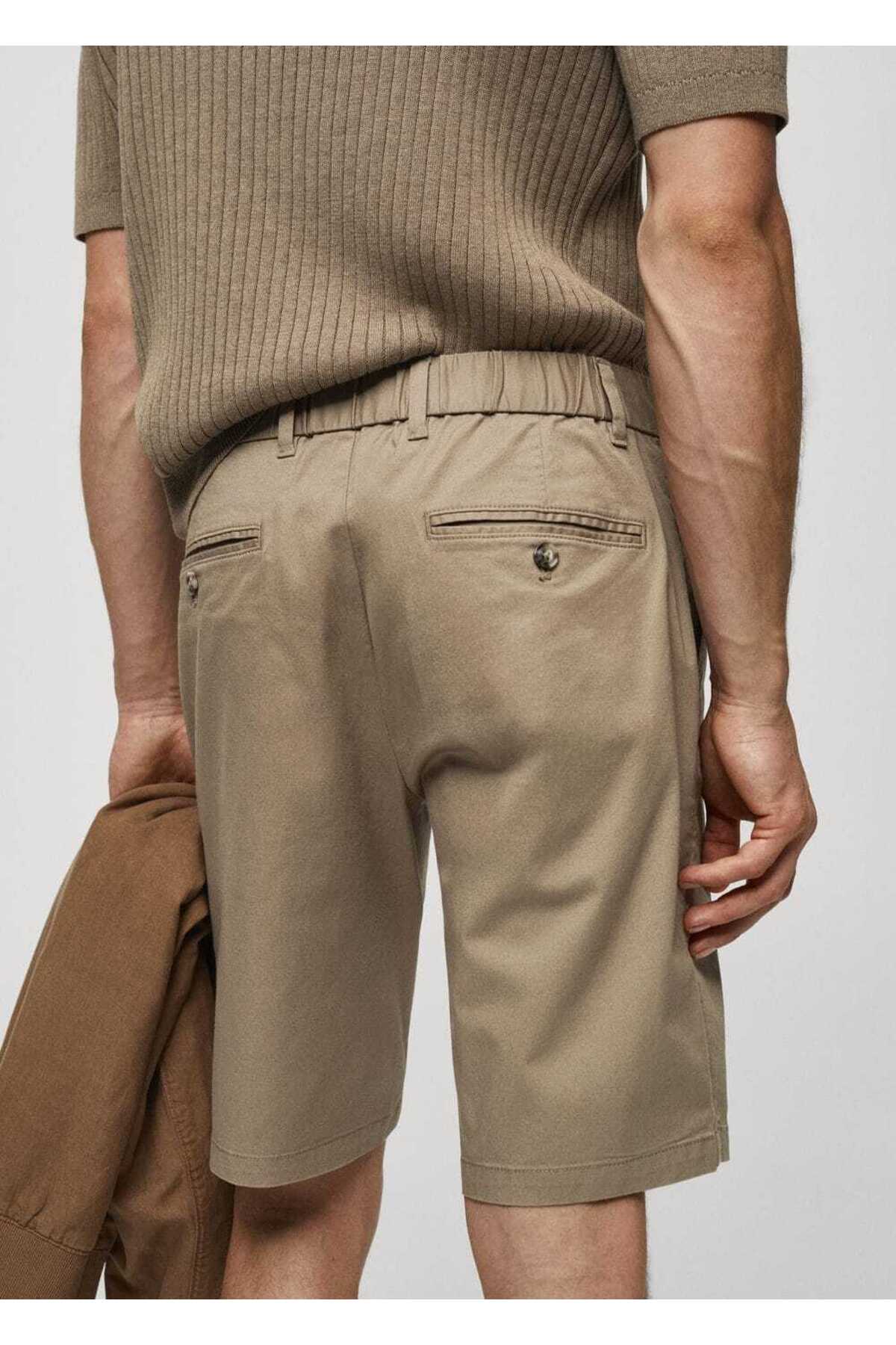 شلوار مردانه قهوه ای منگوMANGO Man | 67085977 اورجینال - تصویر 8