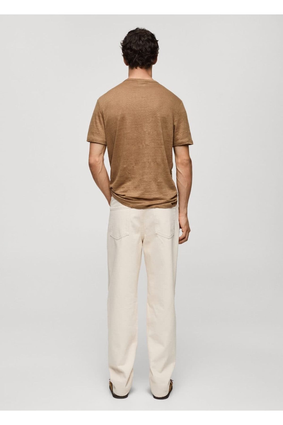 MANGO Man-Slim Fit 100% Linen T-Shirt 4