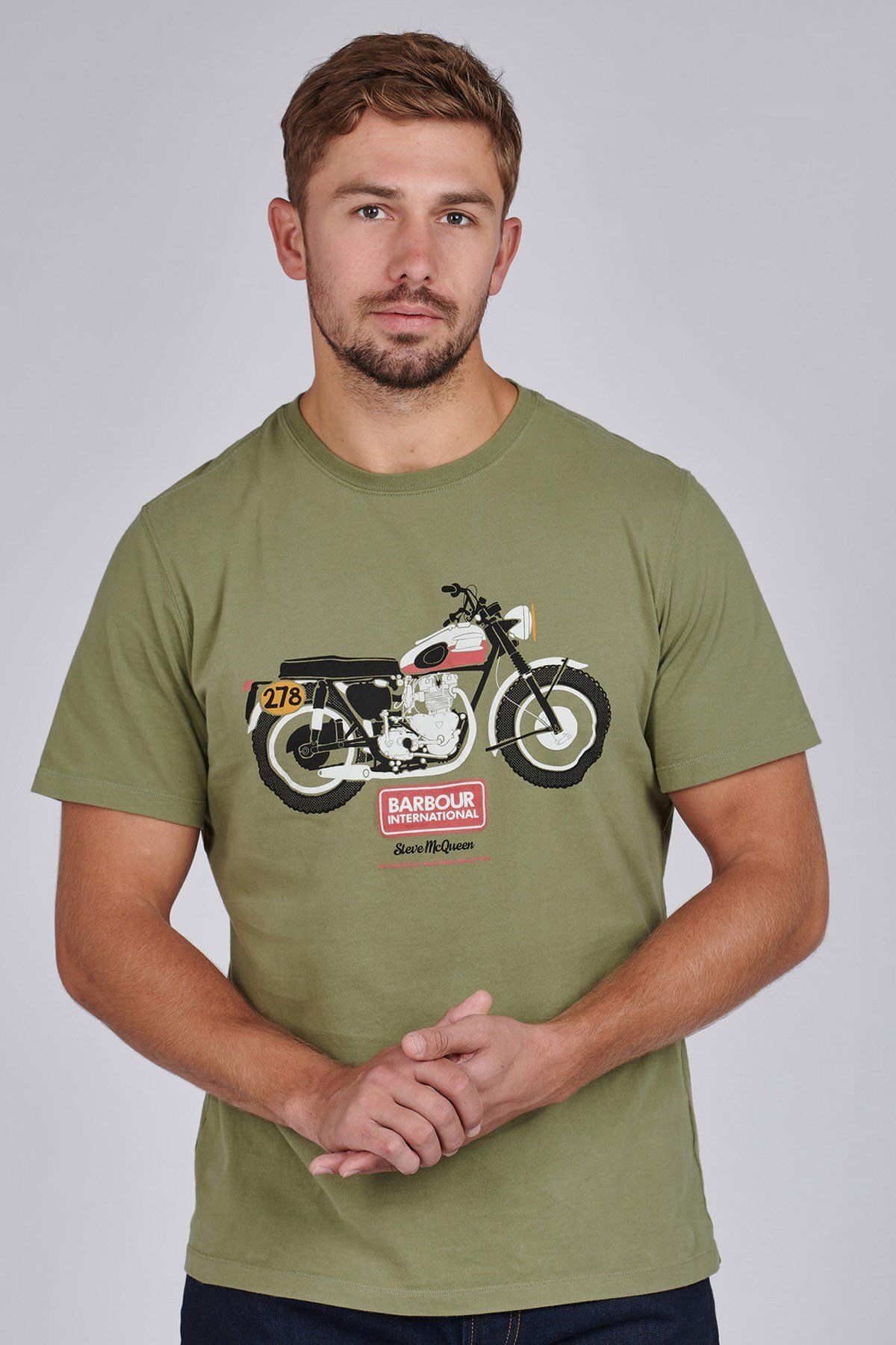 تی شرت سبز مردانه B.int. ایندیانا GN15 Moss Light Barbour
